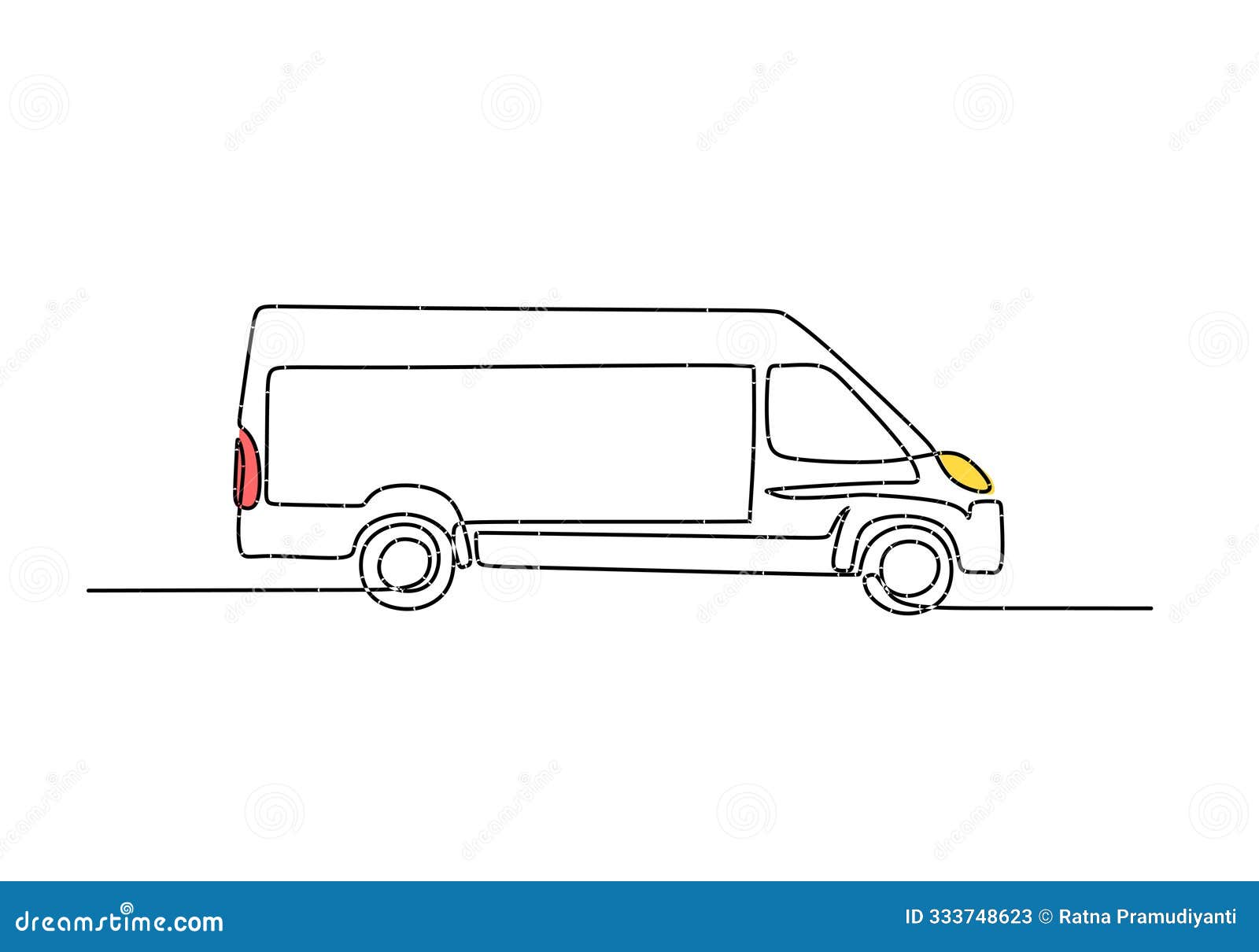van continuous line art. minimalist one-line  of a van for graphic use