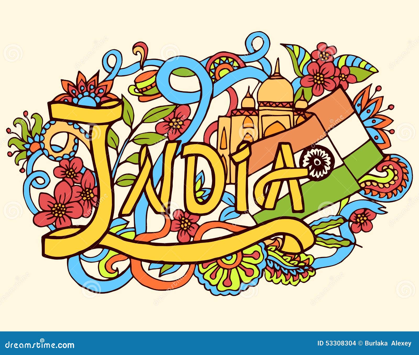Hedendaags Van De De Kunst Het Abstracte Hand Van India Van Letters Voorzien DK-13