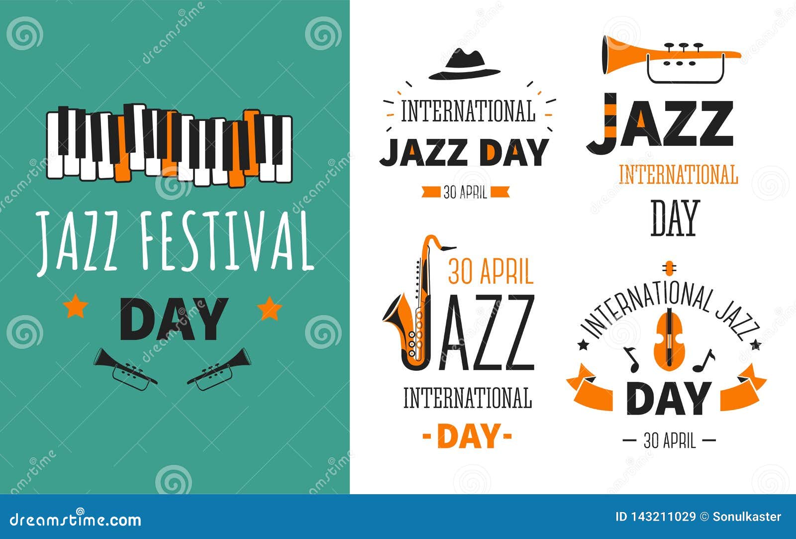 Van de de instrumentenmuziek van het jazzfestival muzikale het genreaffiche en emblemen. Van het de jazzfestival van het muziekoverleg van de instrumentenaffiche en emblemen muzikale vectorpiano en de kunsttentoonstelling van de van de trompetsaxofoon en viool of het genremelodie van de prestaties feestelijke gebeurtenis of lied levende geluid en nota's