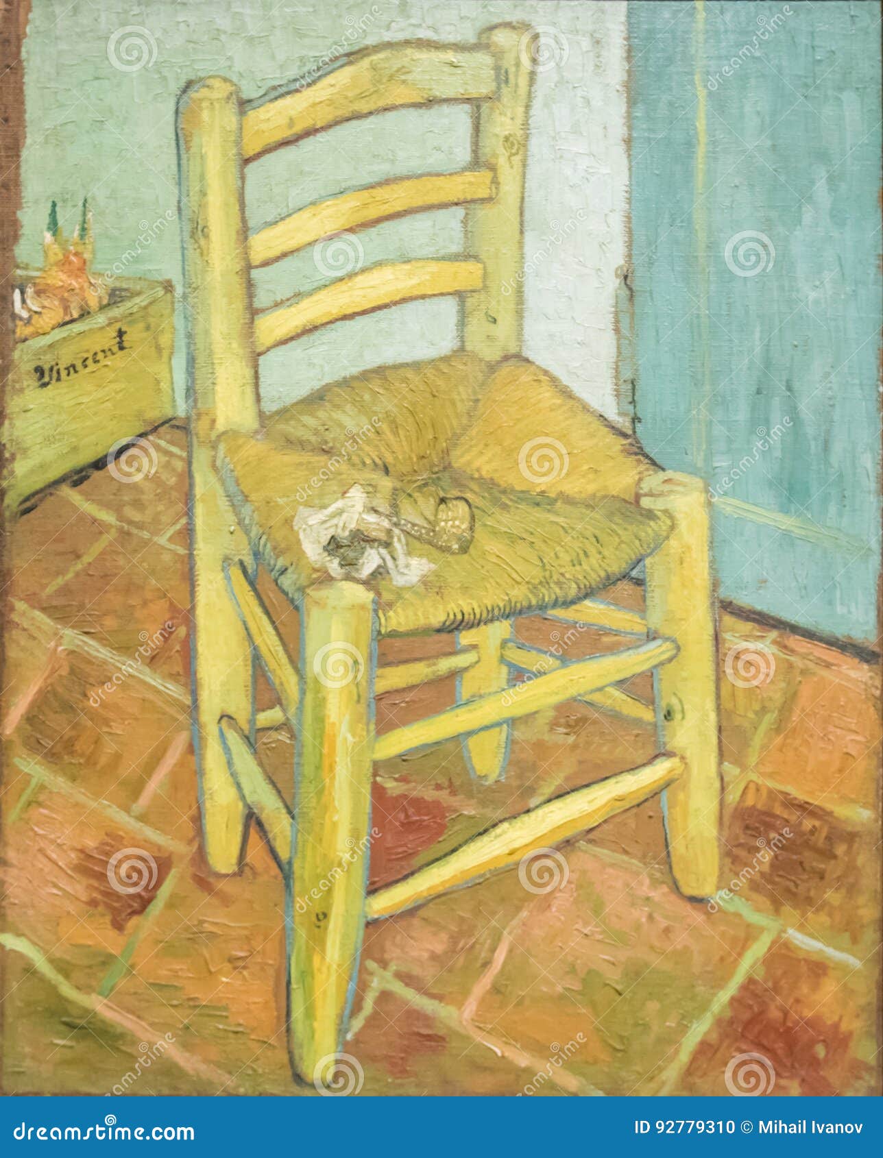 Repeated Split beggar Van Gogh`s Chair editorial image. Image of arts, simple - 92779310