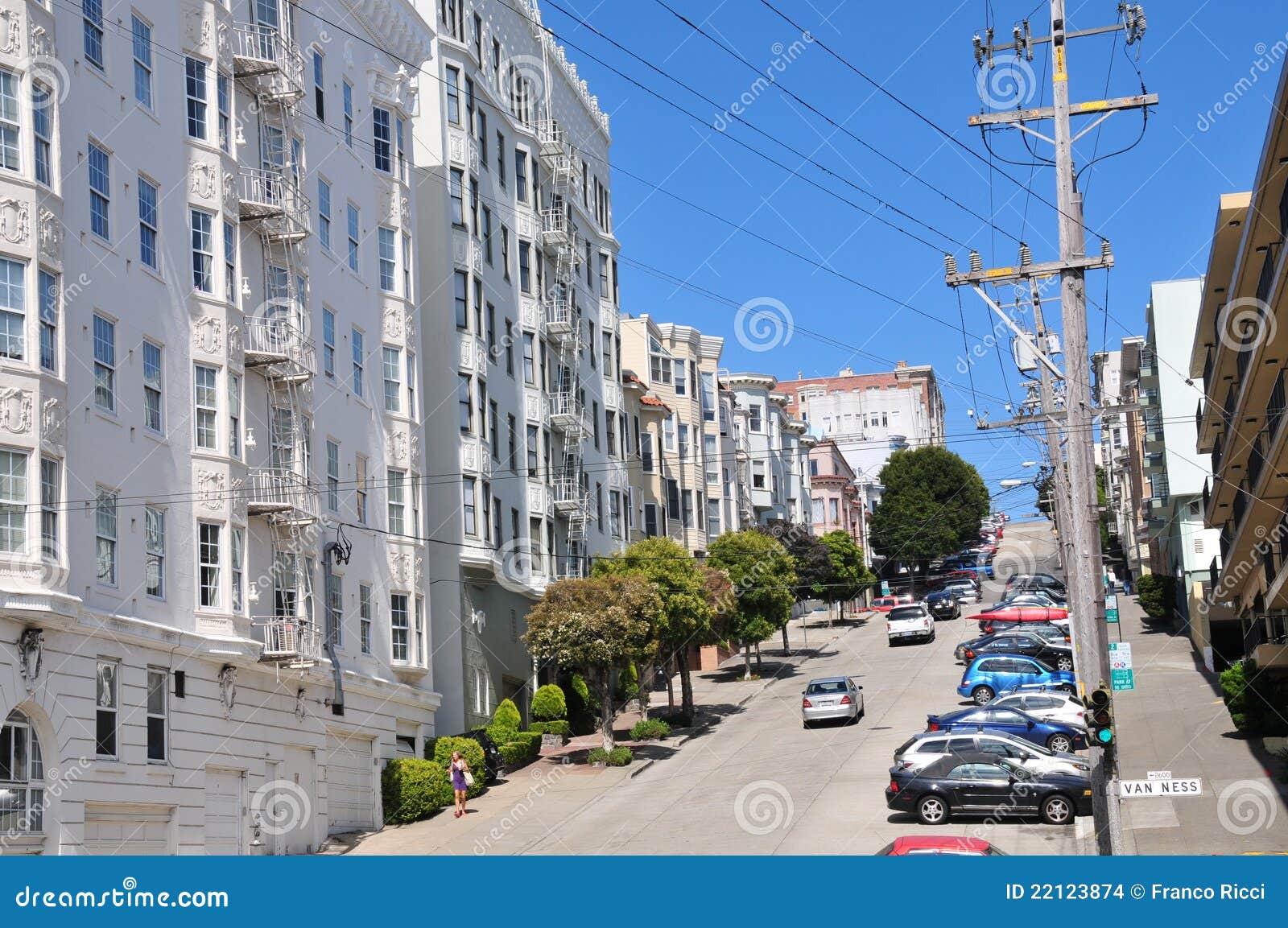 Van Ness Avenue Case Tipiche a San Francisco Fotografia Stock