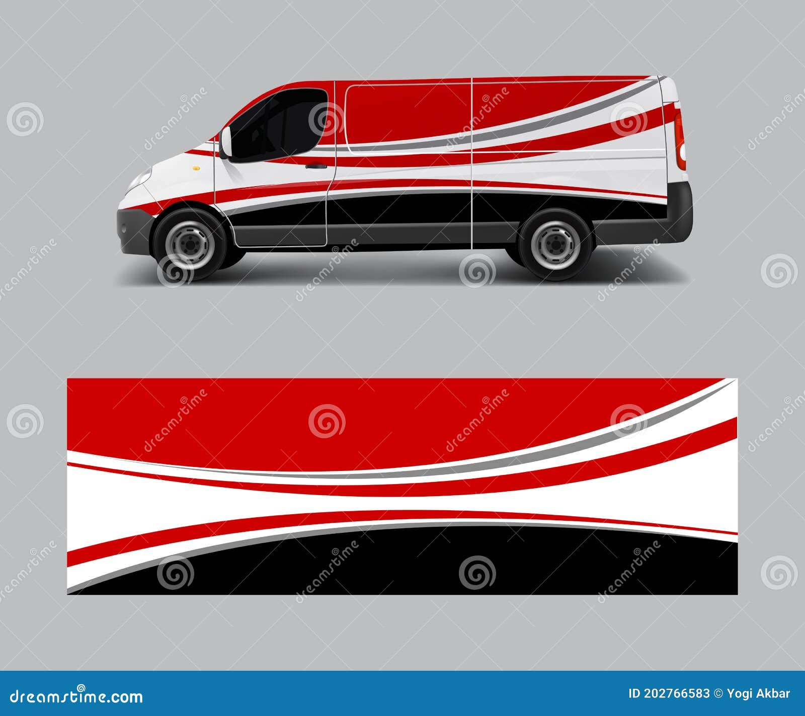 Van Wrap Design Template Vector With Wave Shapes, Decal, Wrap, And