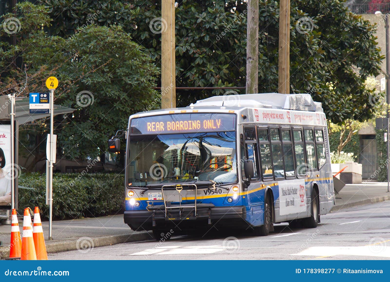 Translink Bus with Sign `Rear Boarding only` Due To COVID-19 Editorial ...