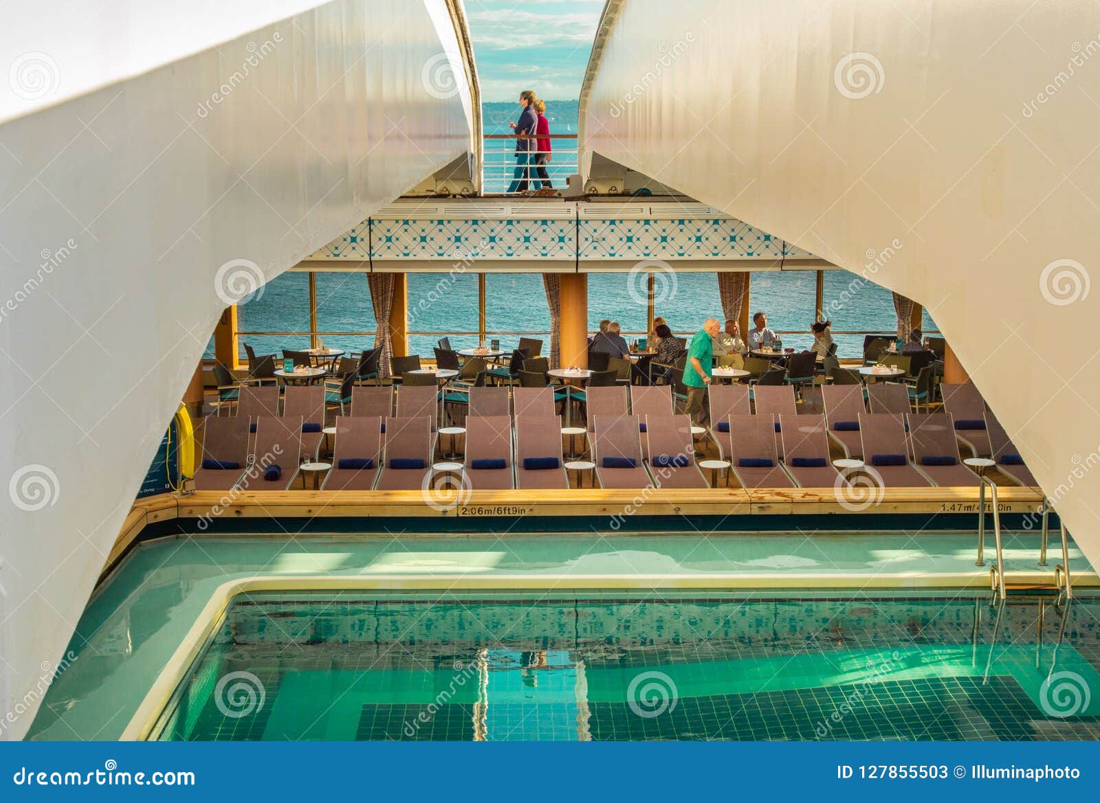 Vancouver, Canada - September 12, 2018: Lido Deck Pool, Volendam Cruise