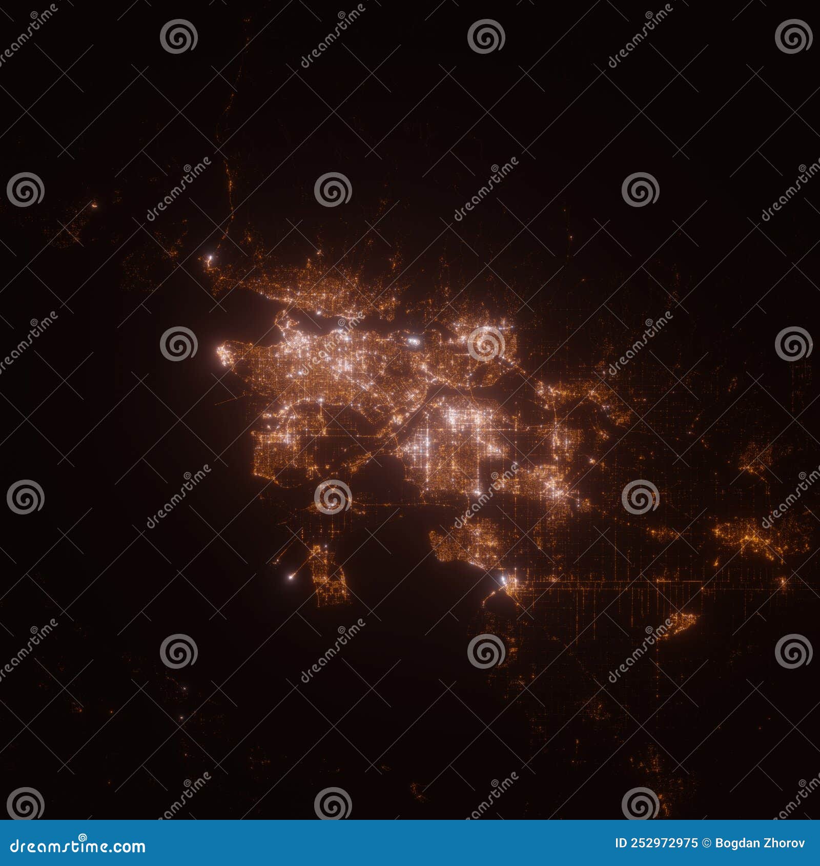 Vancouver Canada Street Lights Map. Satellite View on Modern City at