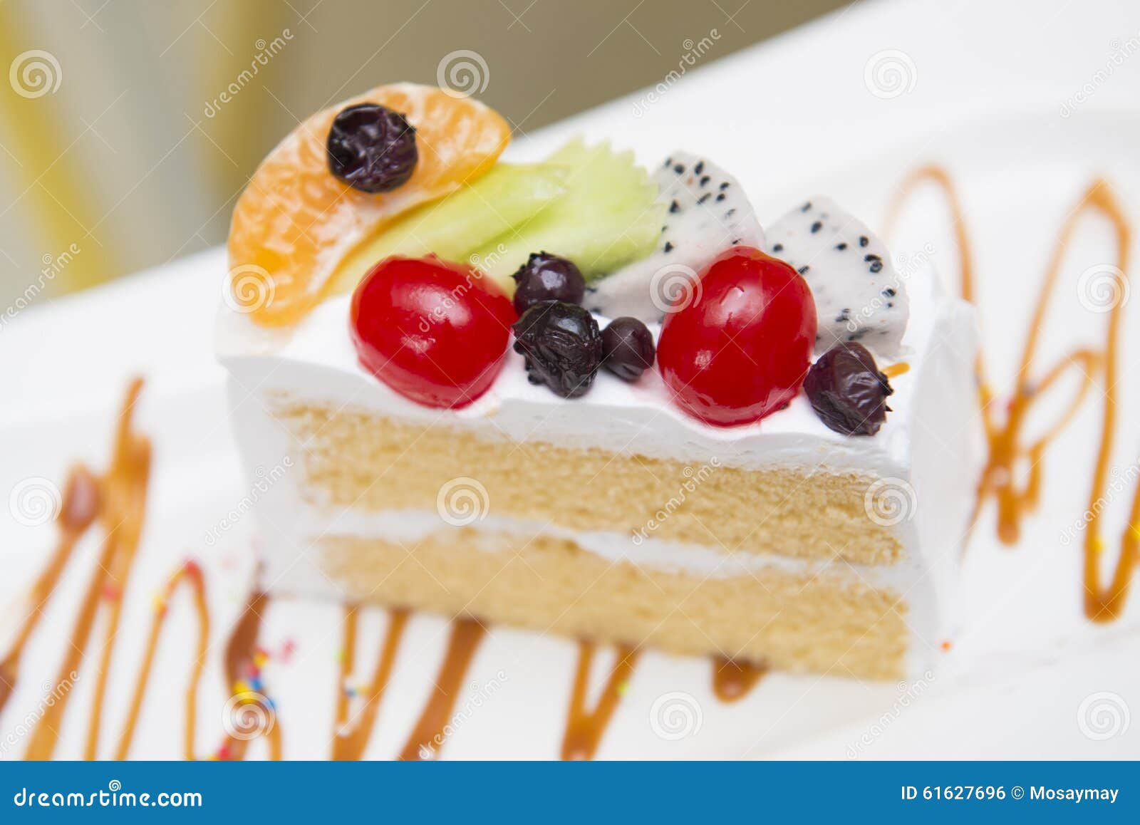Vanilla Cake with Fresh Fruit Stock Photo Image of dragon, food 61627696