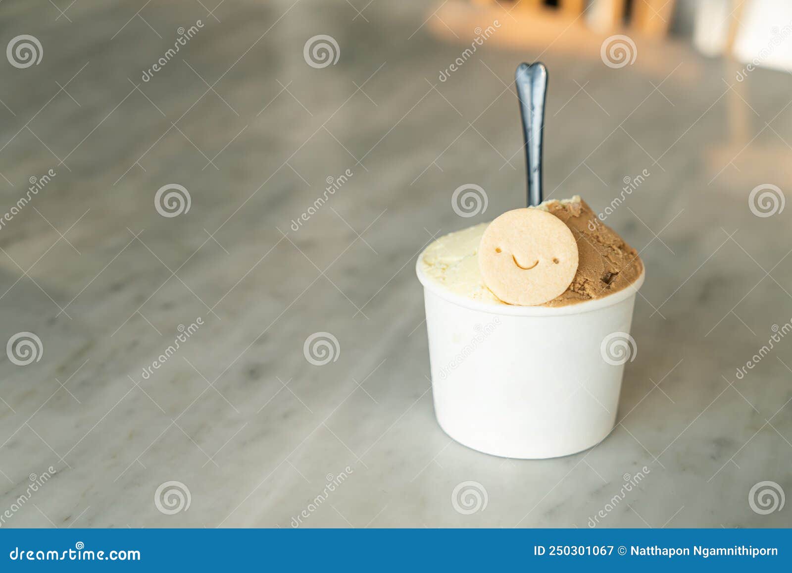 Icecream with Biscuit in Cup Stock Image Image of frozen, spoon