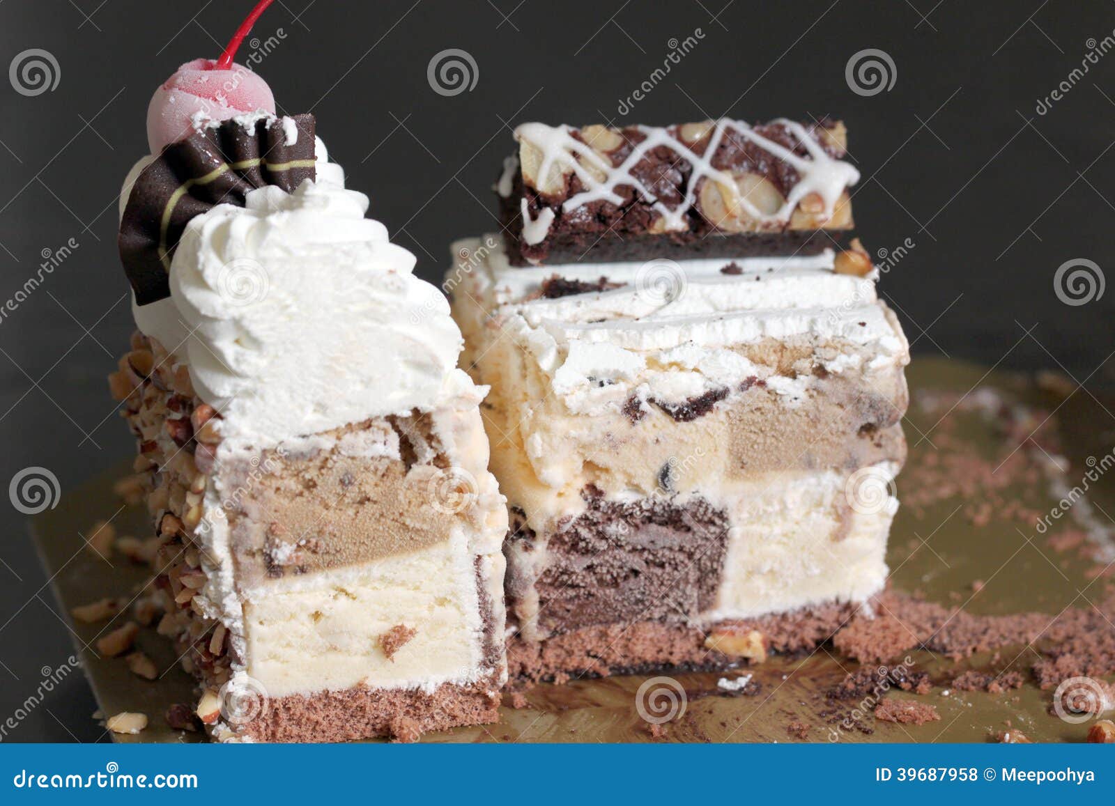 Vanilla and Chocolate Ice Cream Cake. Stock Photo Image of cool