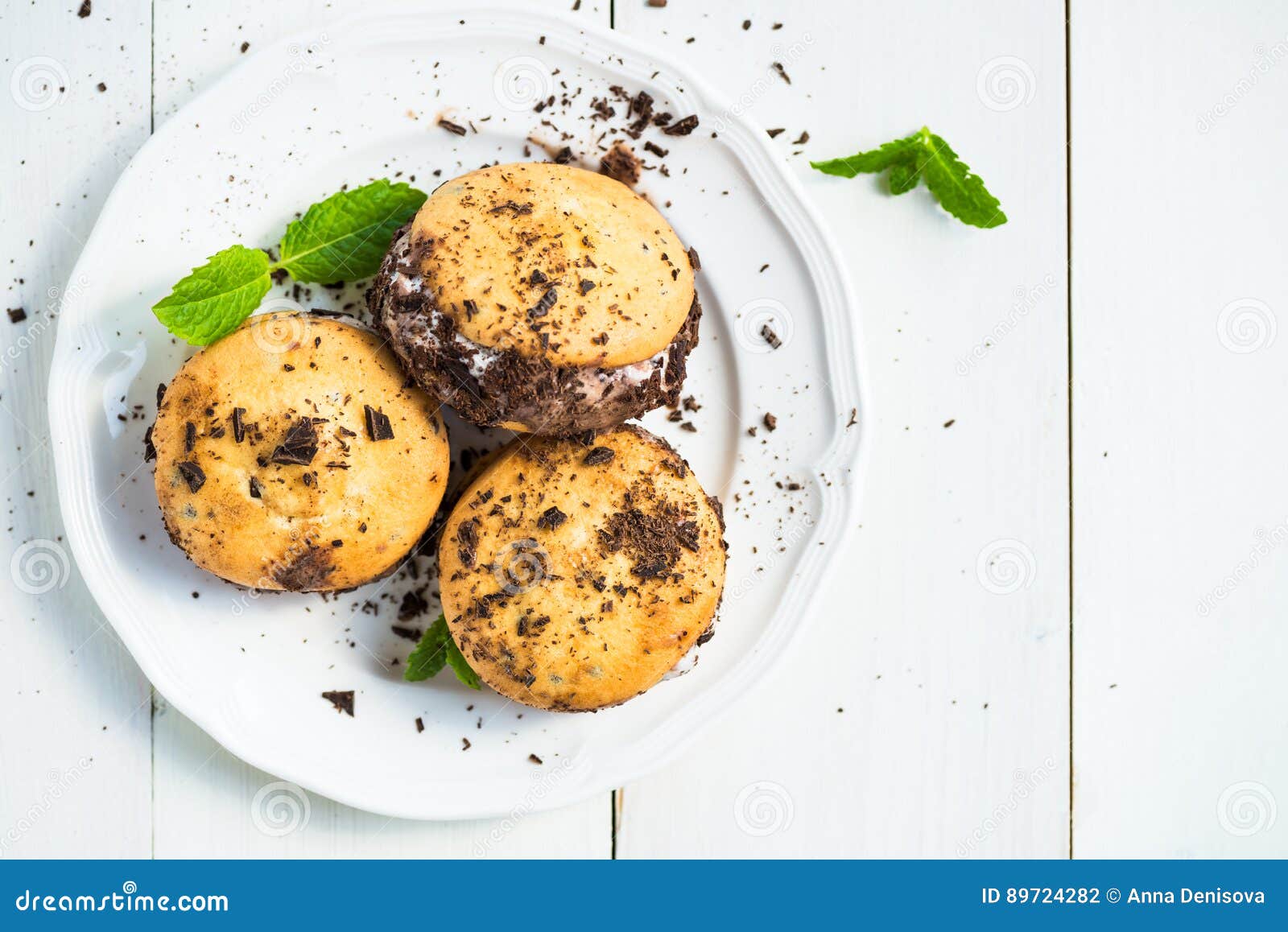 Vanilla and Chocolate Ice Cream Sandwich Stock Photo Image of biscuit