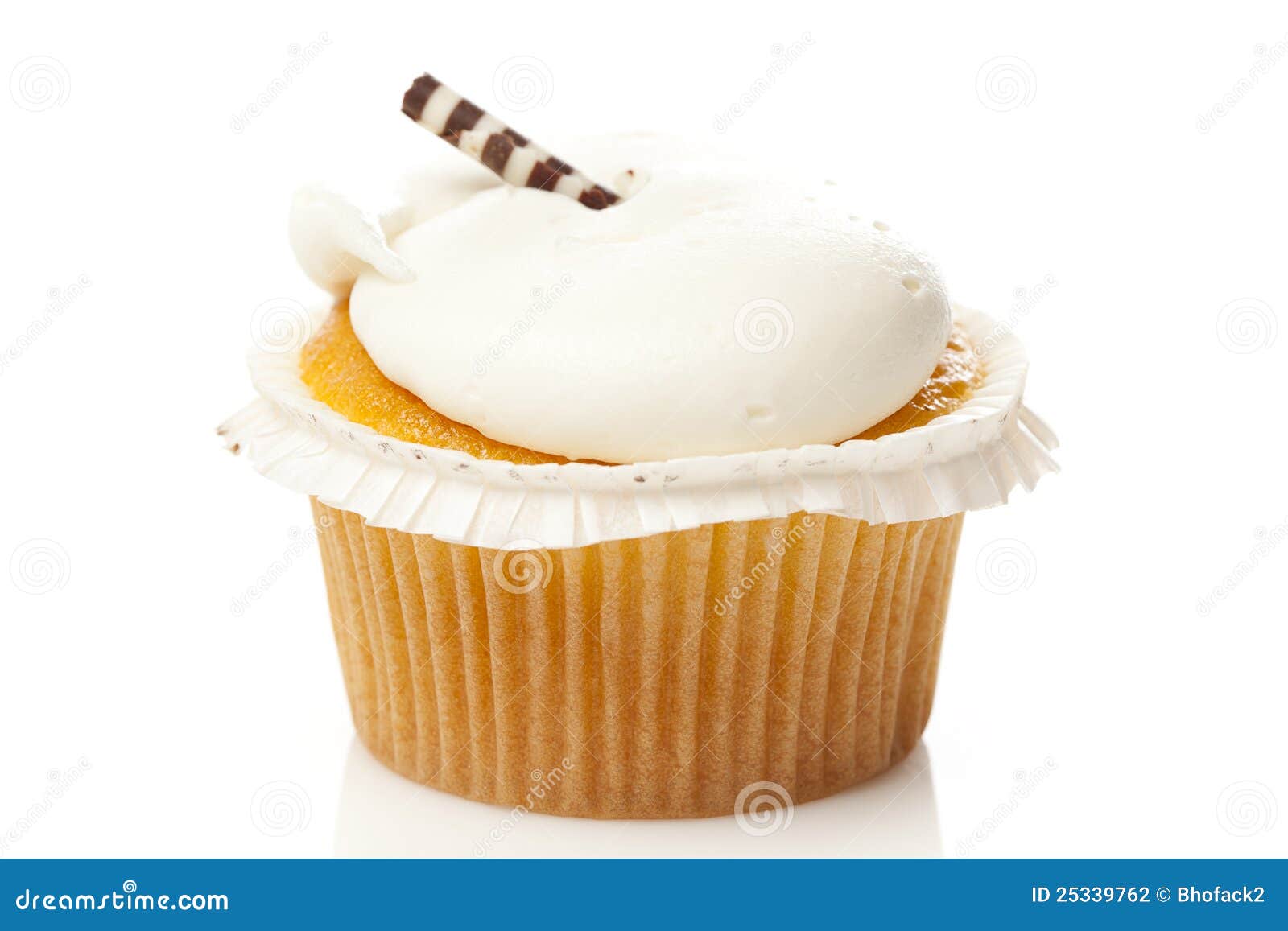 Vanilla Frosted Cupcake stock photo. Image of calories 25339762