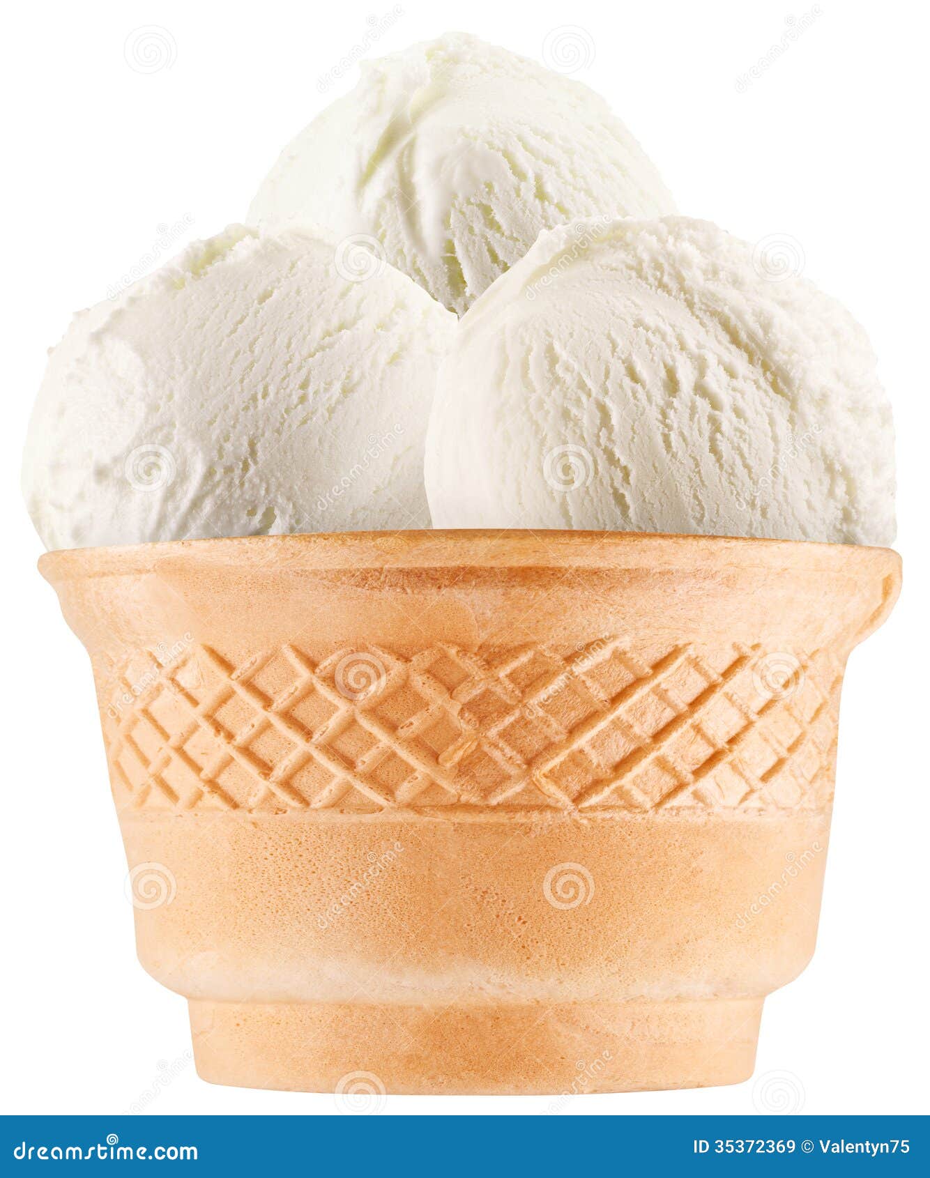 Vanilla Icecream Balls in Waffle Cup. Stock Image Image of colorful