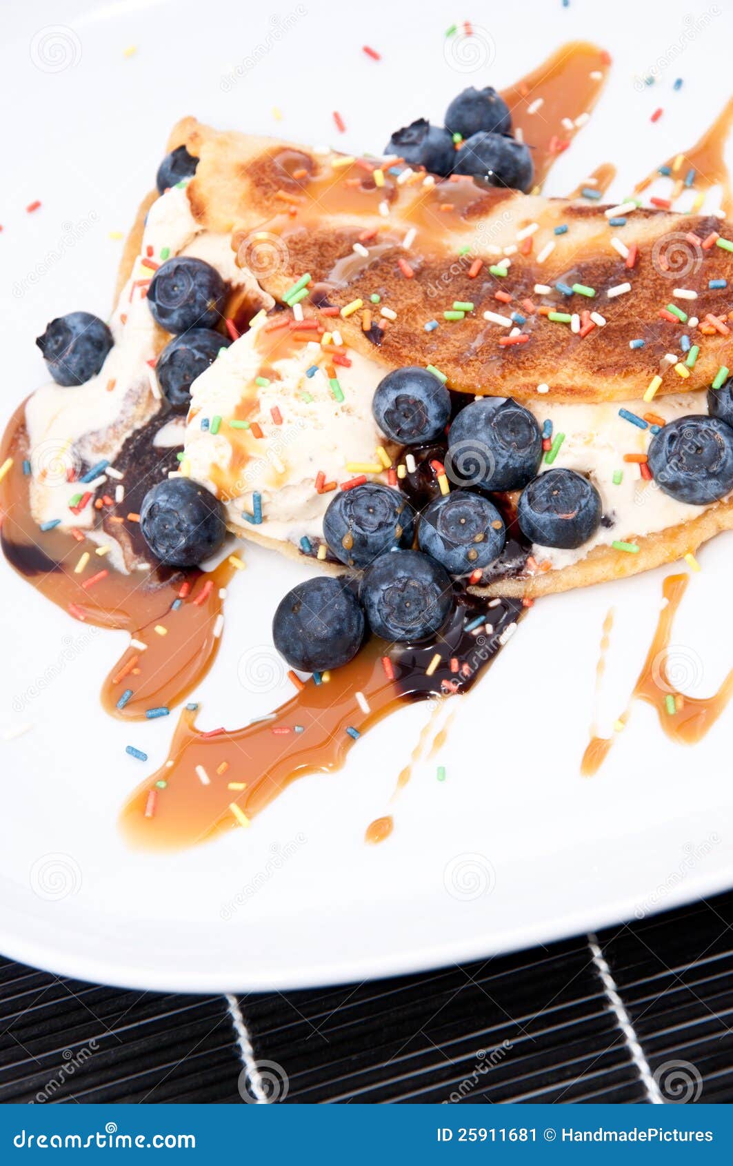 Vanilla Ice Cream With Caramel Syrup Stock Image Image of dish