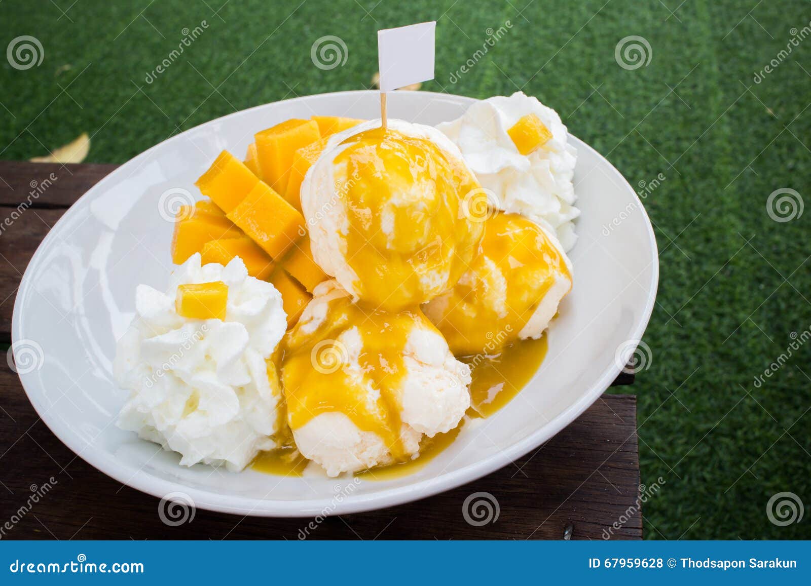 Vanilla Ice Cream with Fresh Mangoes Thai Stock Photo Image of diet