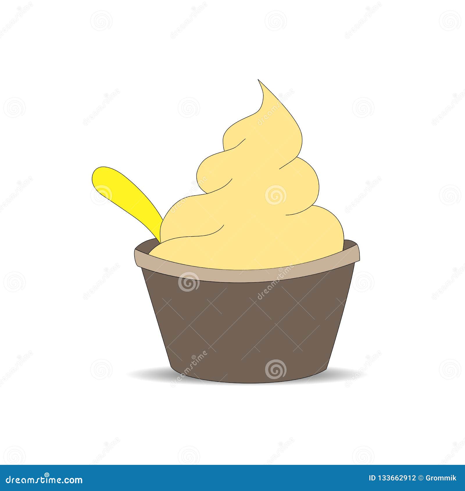 Ice Cream in a Paper Cup a Cup with a Spoon Stock Illustration