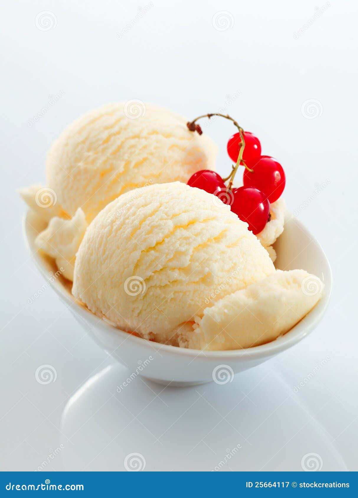 vanilla icecream and redcurrants