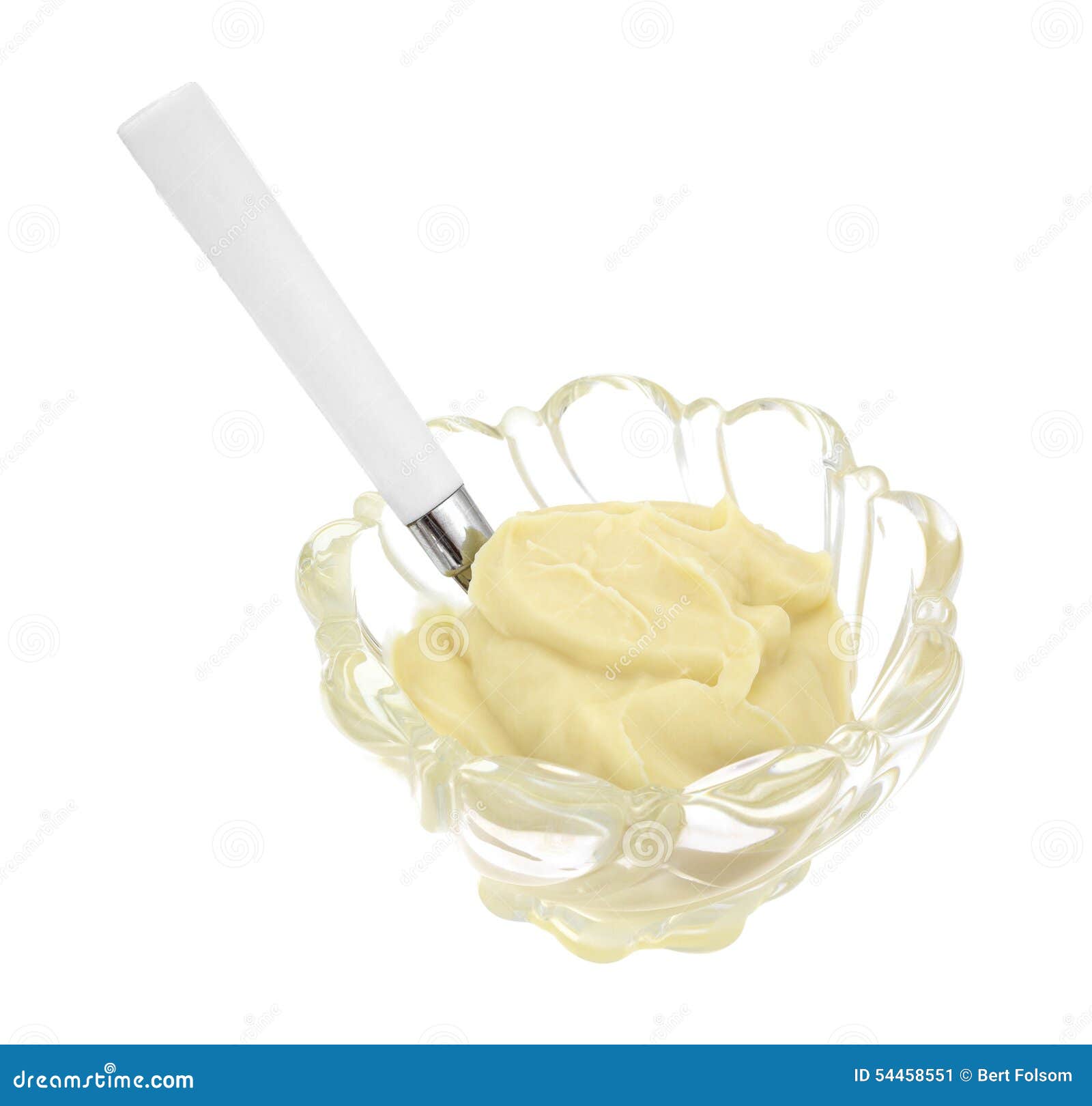 Vanilla Pudding in Bowl with Spoon Stock Image Image of serving