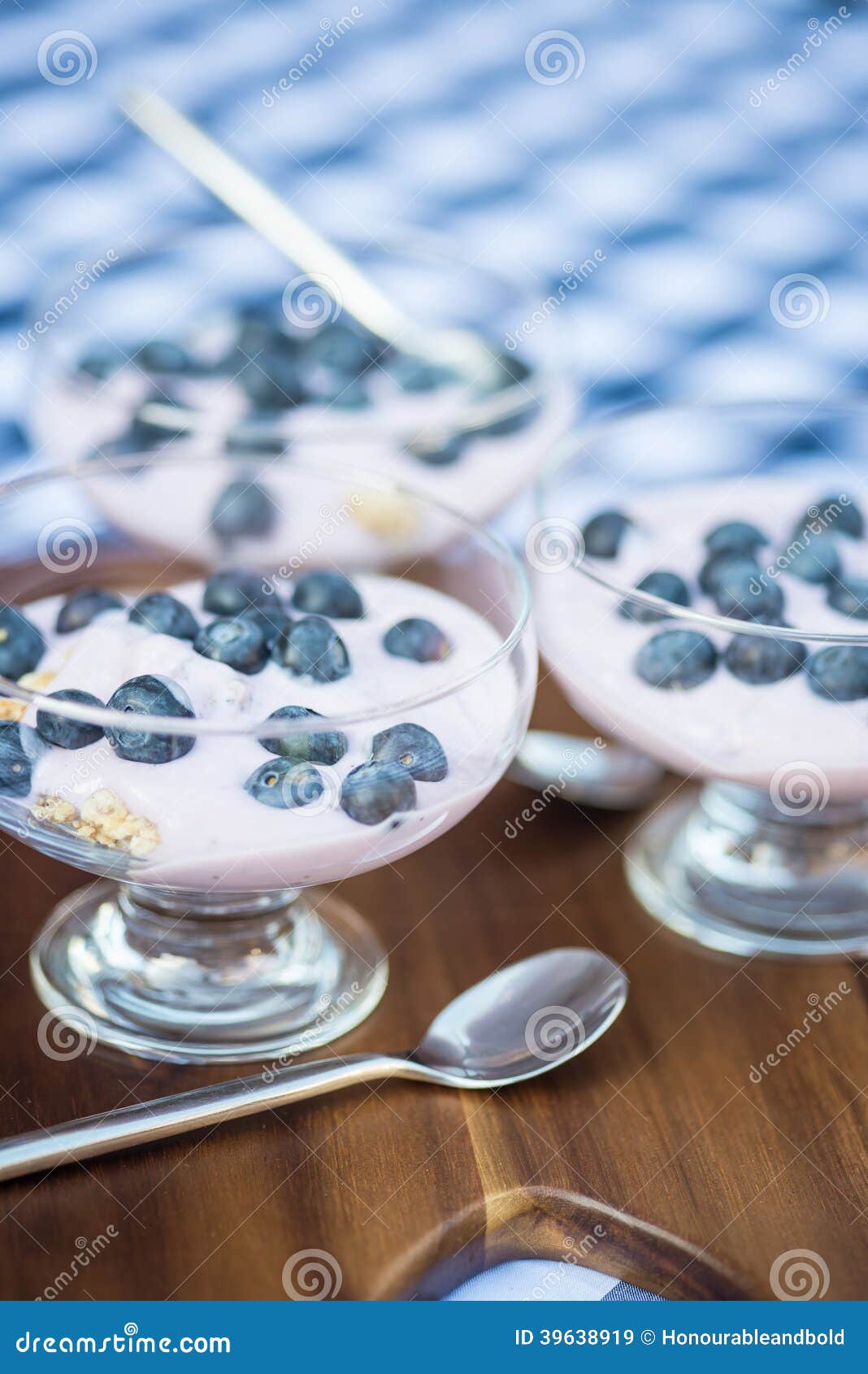 Vanilla Yoghurt with Fresh Blueberries for Breakfast Stock Image