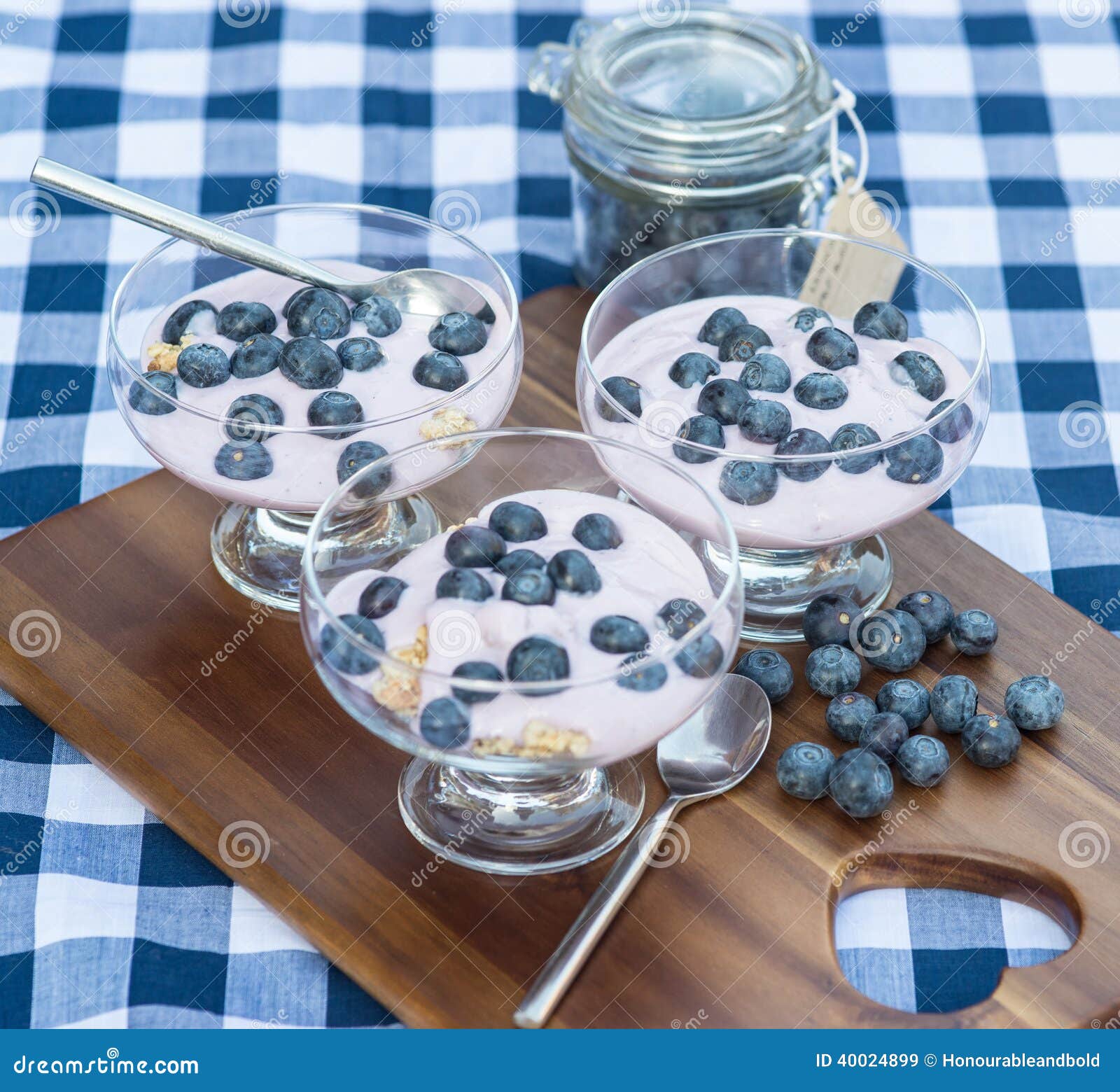 Vanilla Yoghurt with Fresh Blueberries for Breakfast Stock Image
