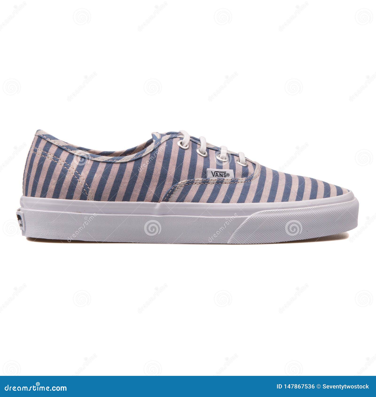 vans authentic white blue stripe