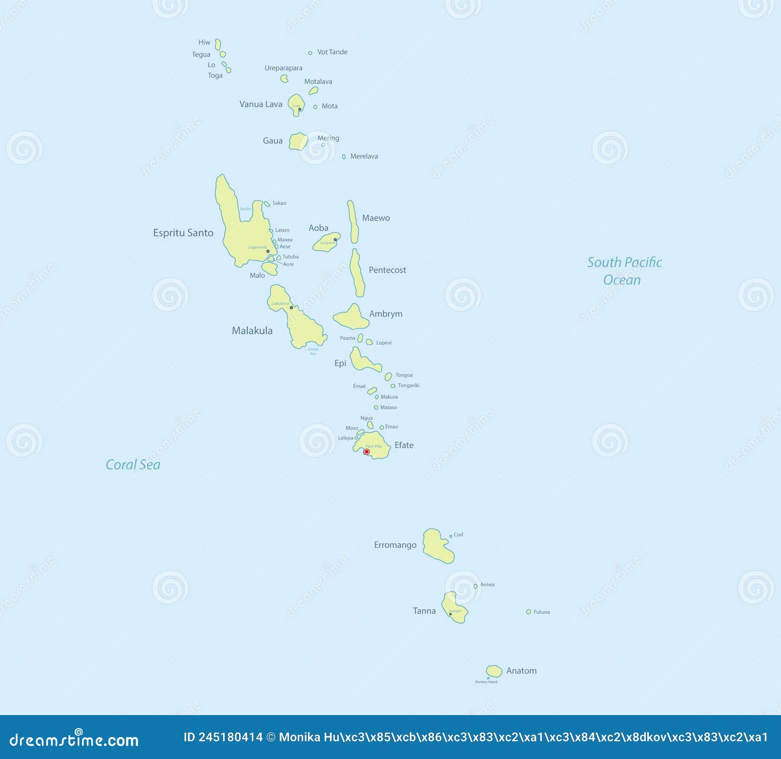vanuatu map detailed, islands and city with names, classic maps 