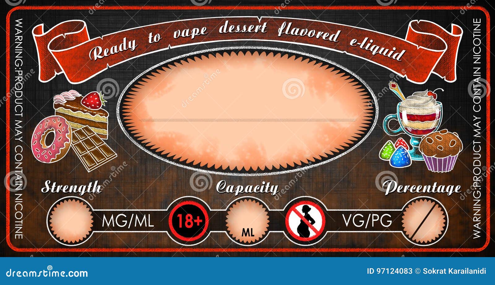 Vape Dessert Flavored Ecigarettes Eliquid Juice Bottle Vial Label