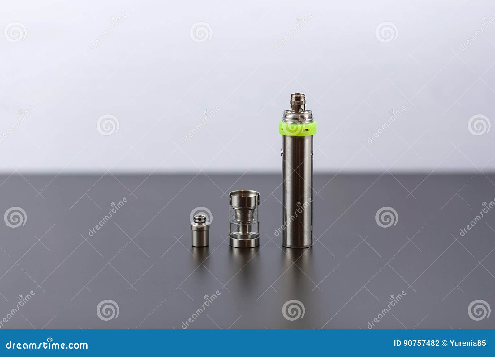 Vape. Parts of Ecigarette. Electronic Cigarette Close Up. Stock Photo