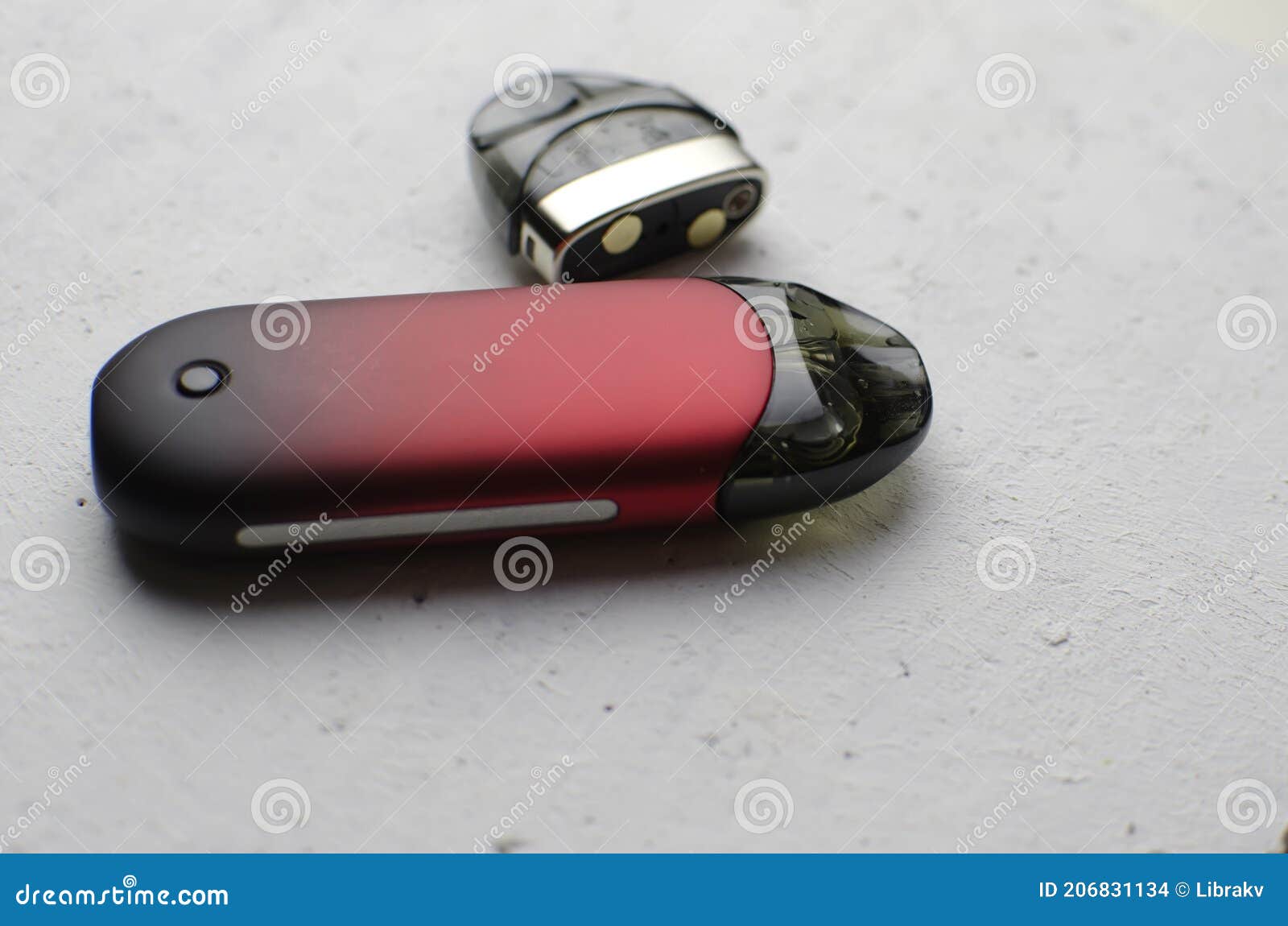 Vape Pod System or Pod Mod with Changeable Cartridges Stock Photo