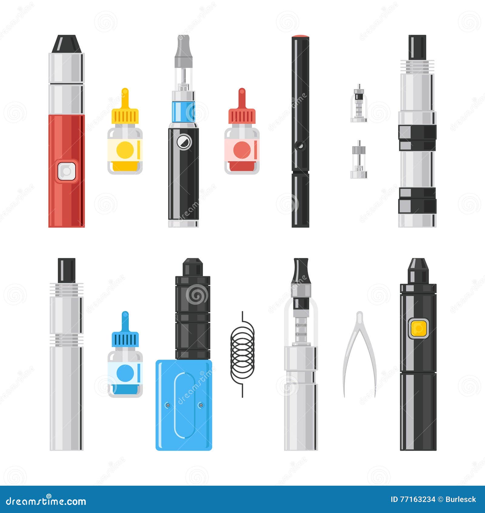 vaping flat icons. vaporizer cigarette electronic smoke signs