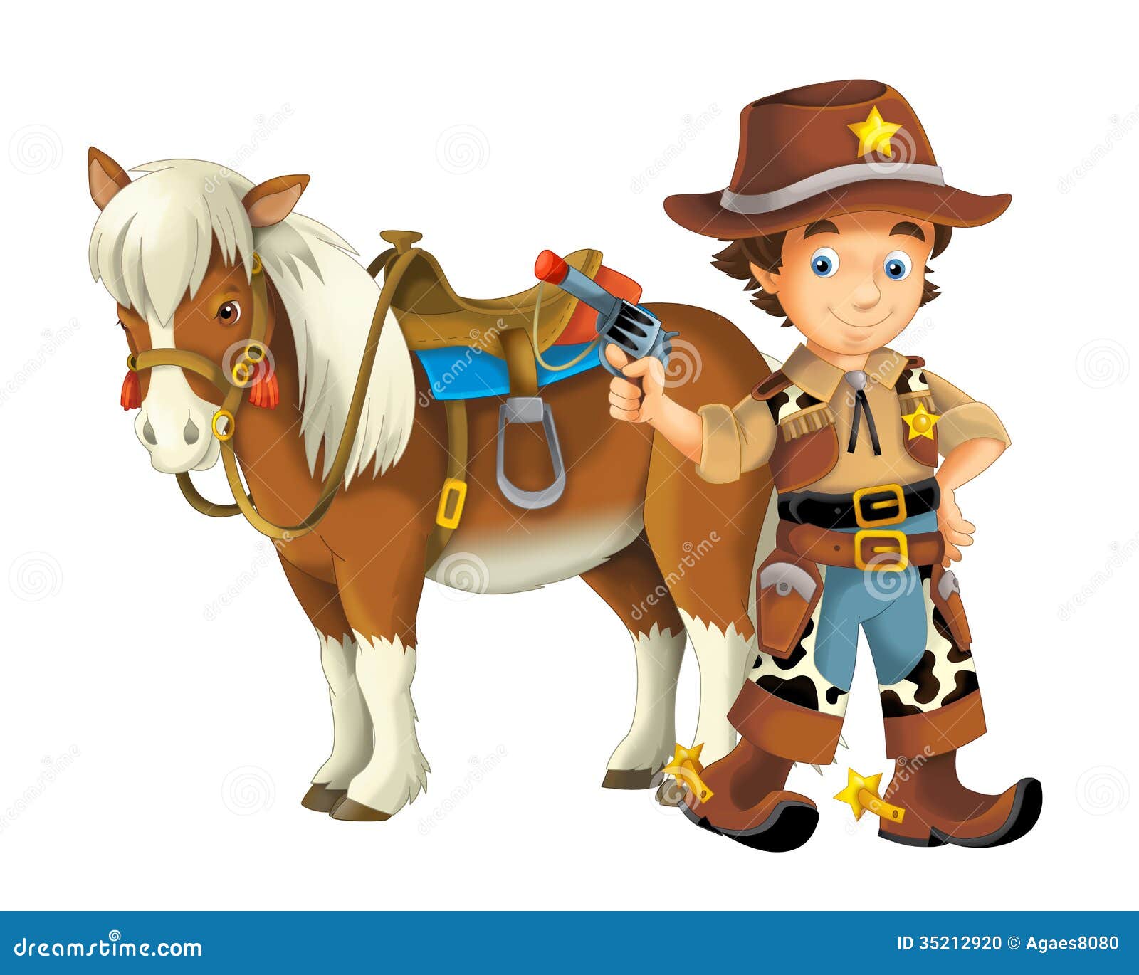 Vaquera - Vaquero - Oeste Salvaje - Ejemplo Para Niños Stock de ilustración - Ilustración de muchacha, animal: 35212920