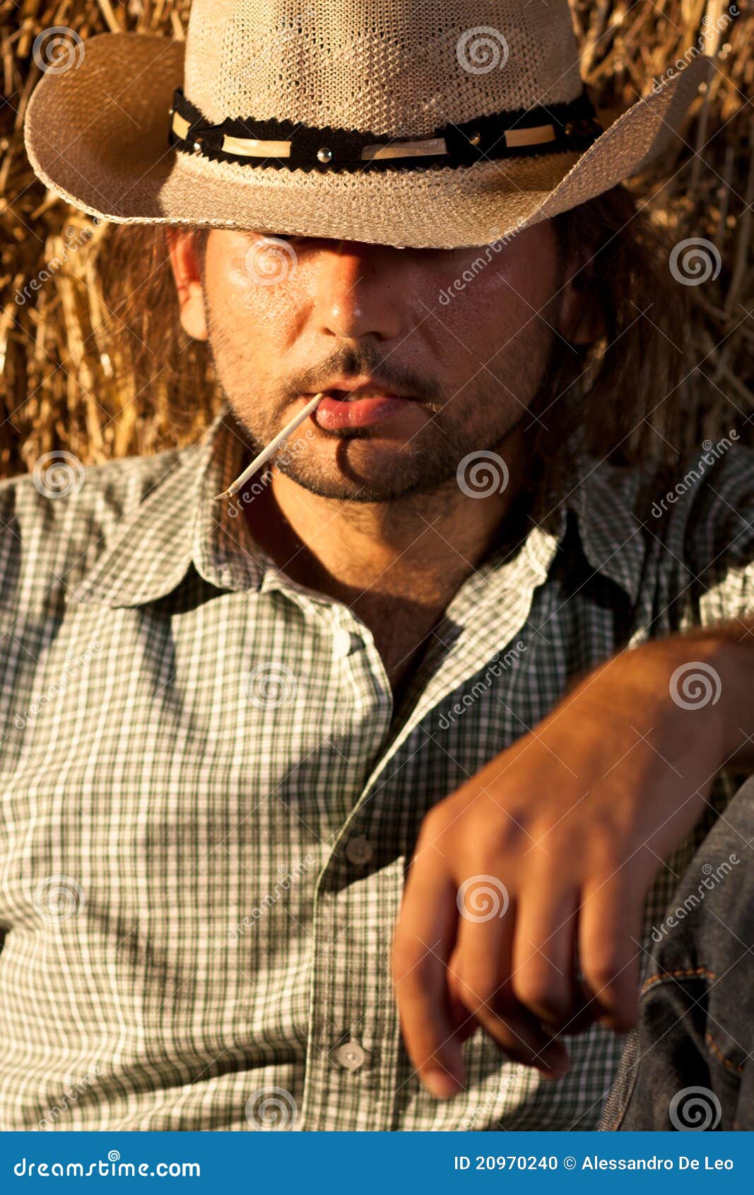 Vaquero Con La Paja En Su Boca Foto de archivo Imagen 20970240