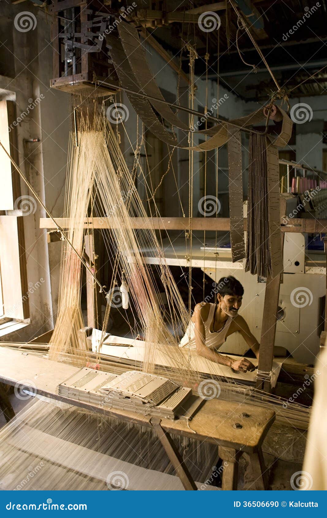 VARANASI, INDIA a Man Makes a Sari Cloth Editorial Image Image of