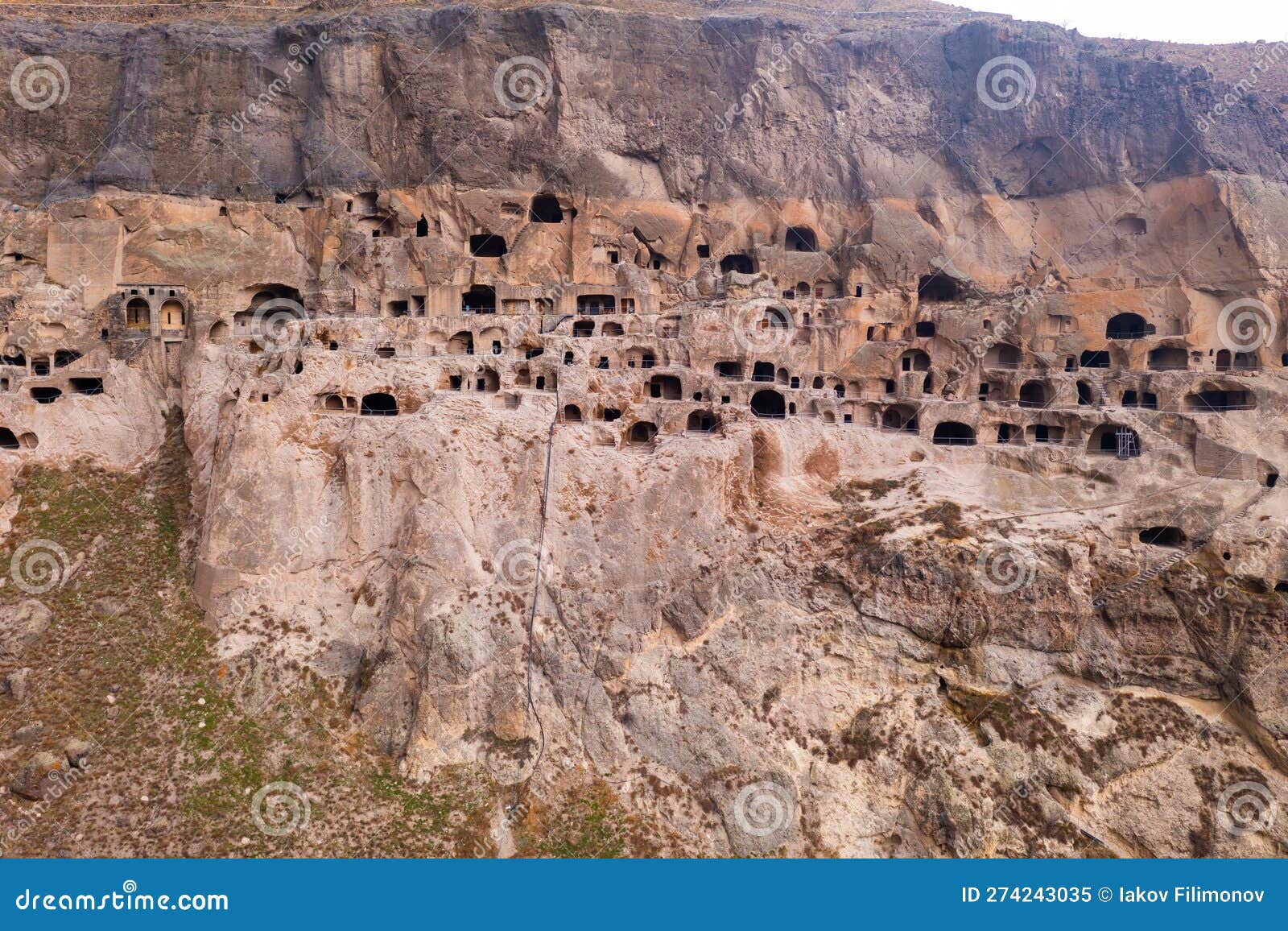 Vardzia Cave Monastery Structures Carved into Mountain Stock Image