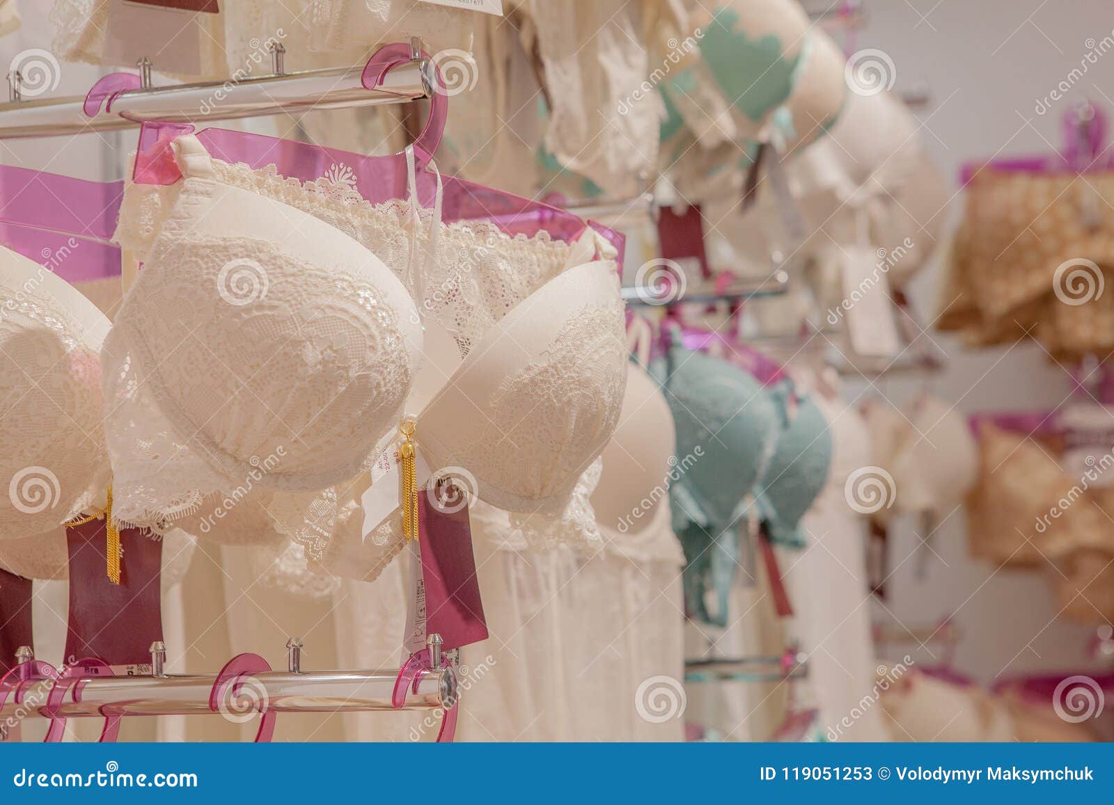 Women`s Bras for Sale in Market. Vareity of Bra Hanging in Lingerie  Underwear Store Stock Image - Image of color, dress: 159708589