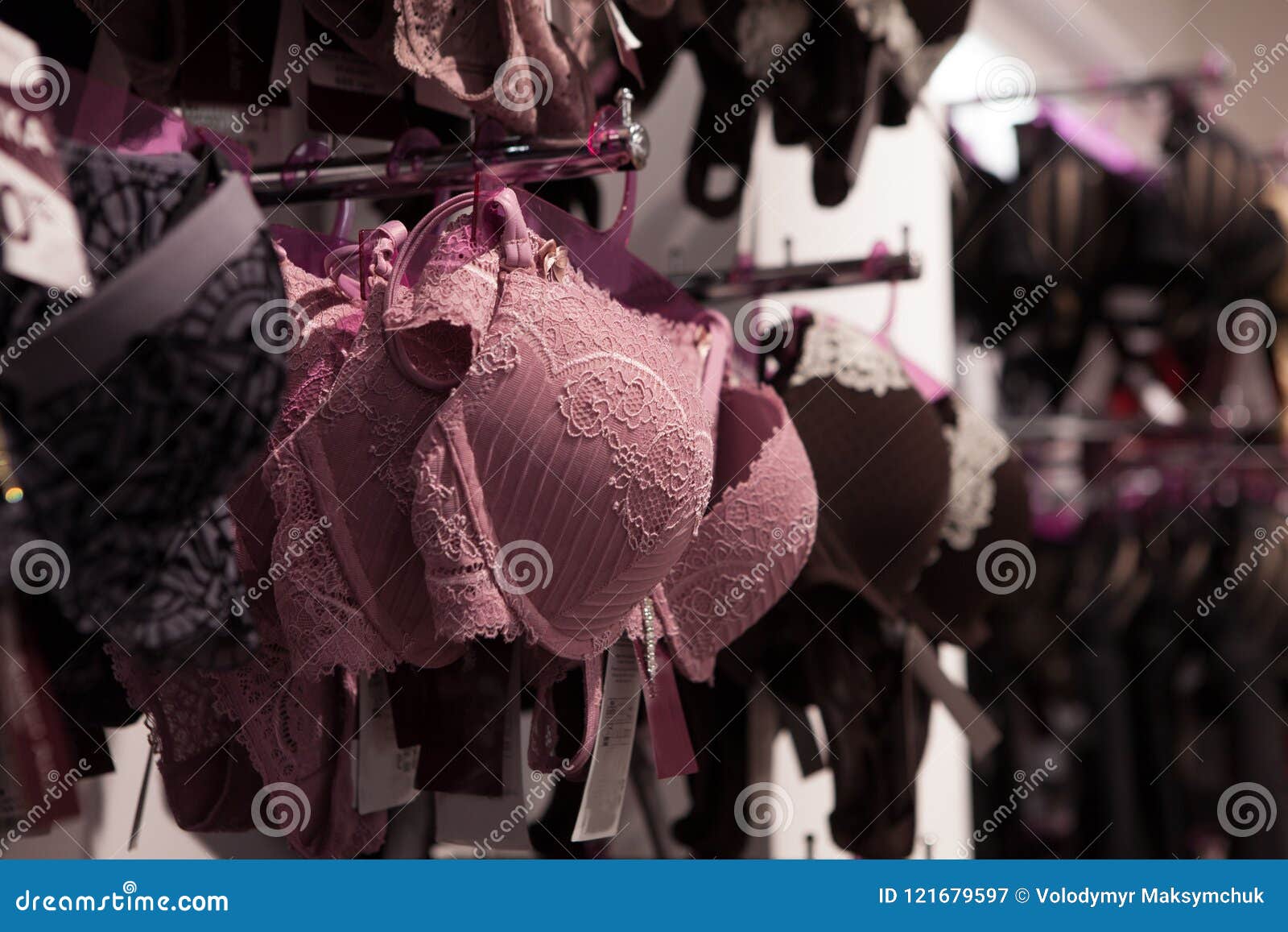 Vareity of Bra Hanging in Lingerie Underwear Store. Advertise, Sale ...