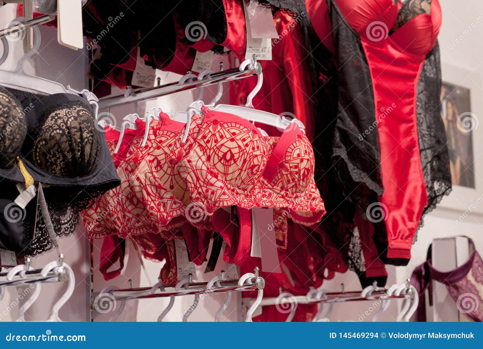 Vareity of Bra Hanging in Lingerie Underwear Store. Advertise, Sale ...