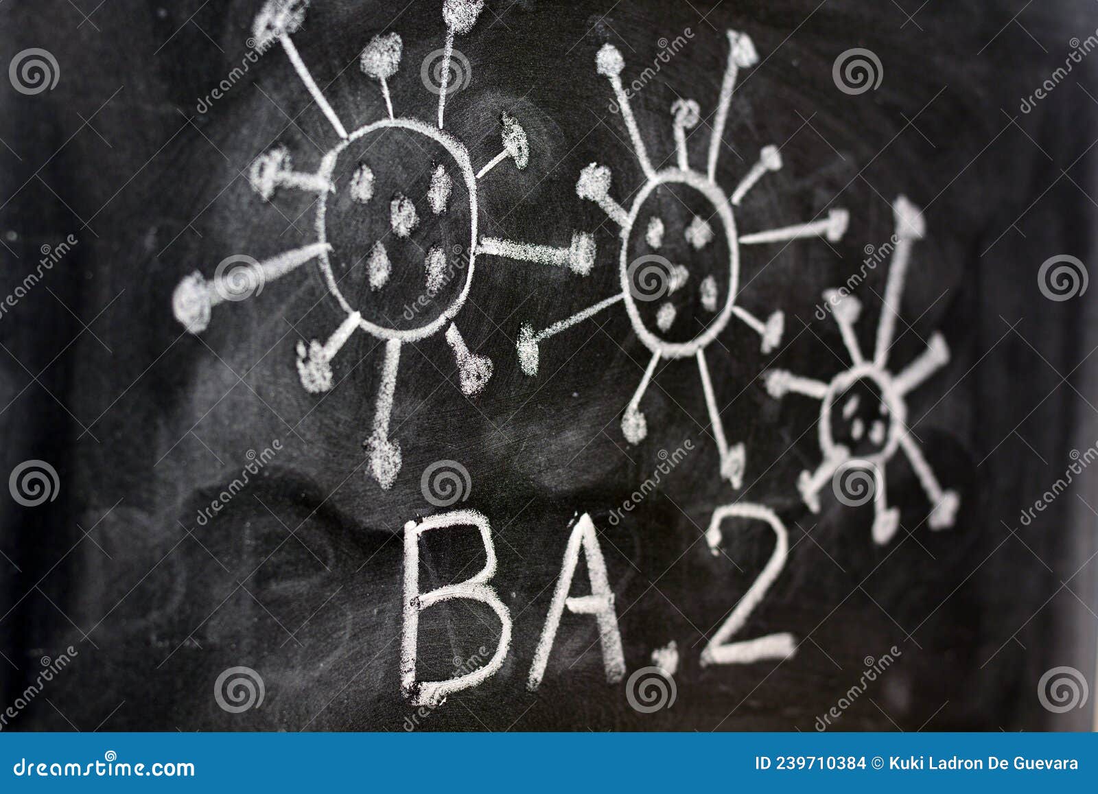 variant of the coronavirus, omicron ba. 2, drawn on a blackboard with chalk