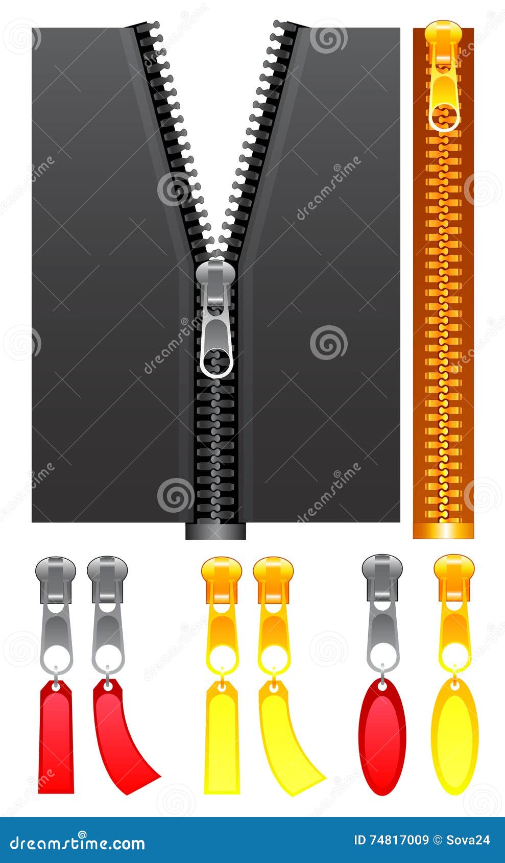 Variants of Fasteners for Clothes Stock Vector Illustration of elements, lock 74817009