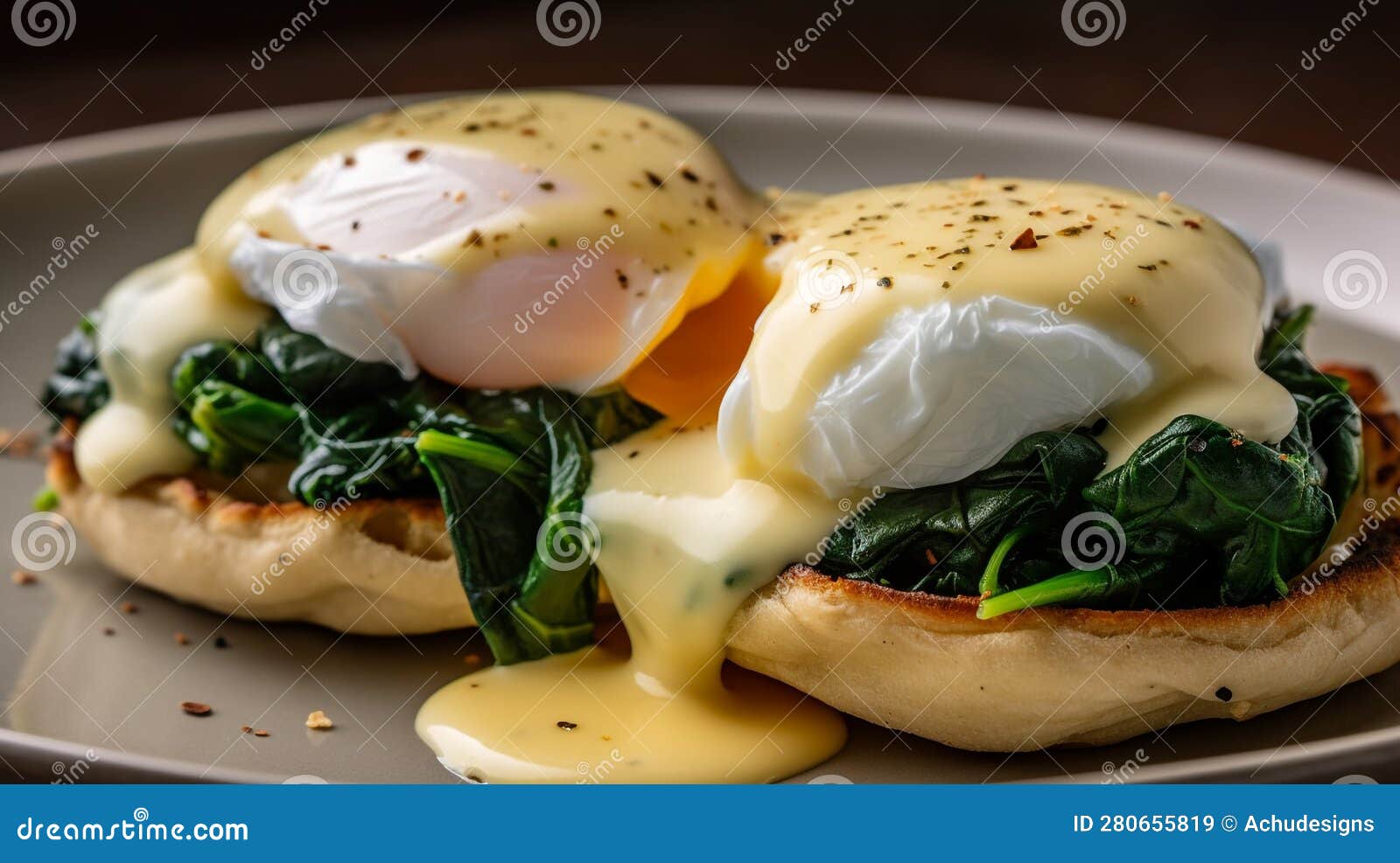 Eggs Florentine stock illustration. Illustration of dish 280655819