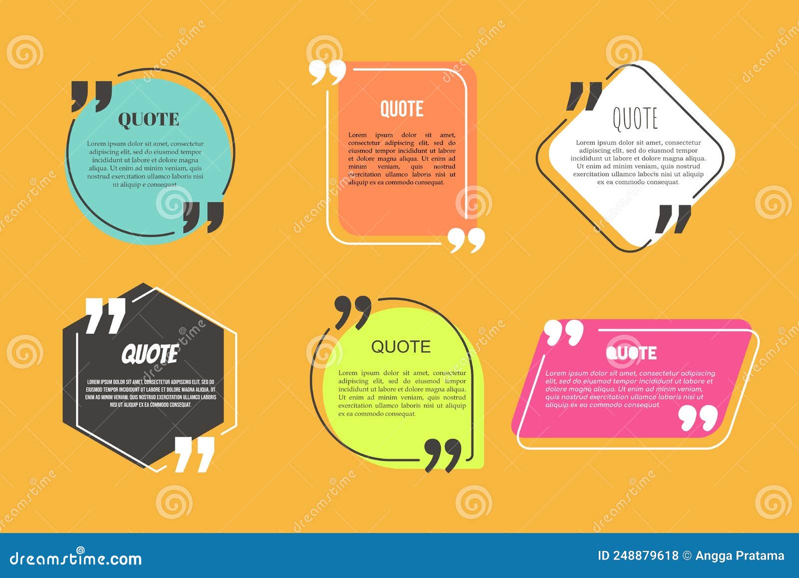 variative colorful quotes  template flat concept
