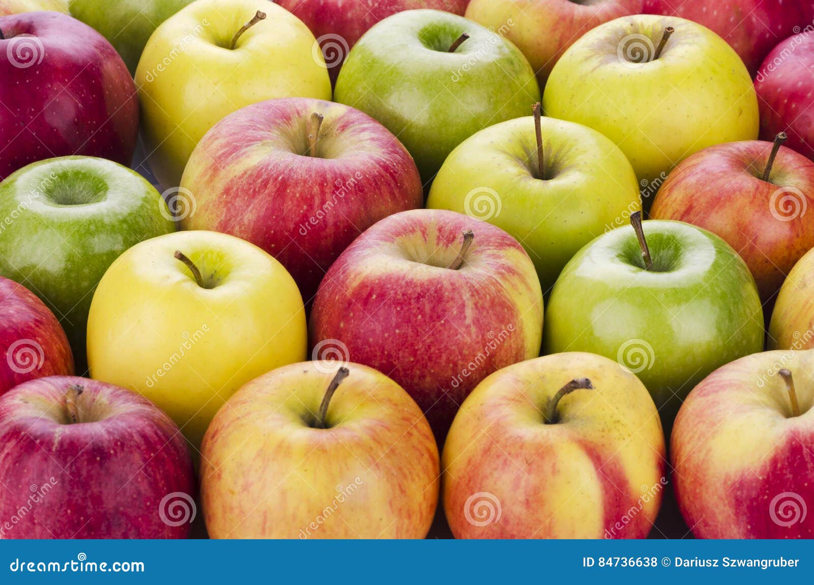 Varietà di mele fresche fotografia stock. Immagine di spuntino - 84736638