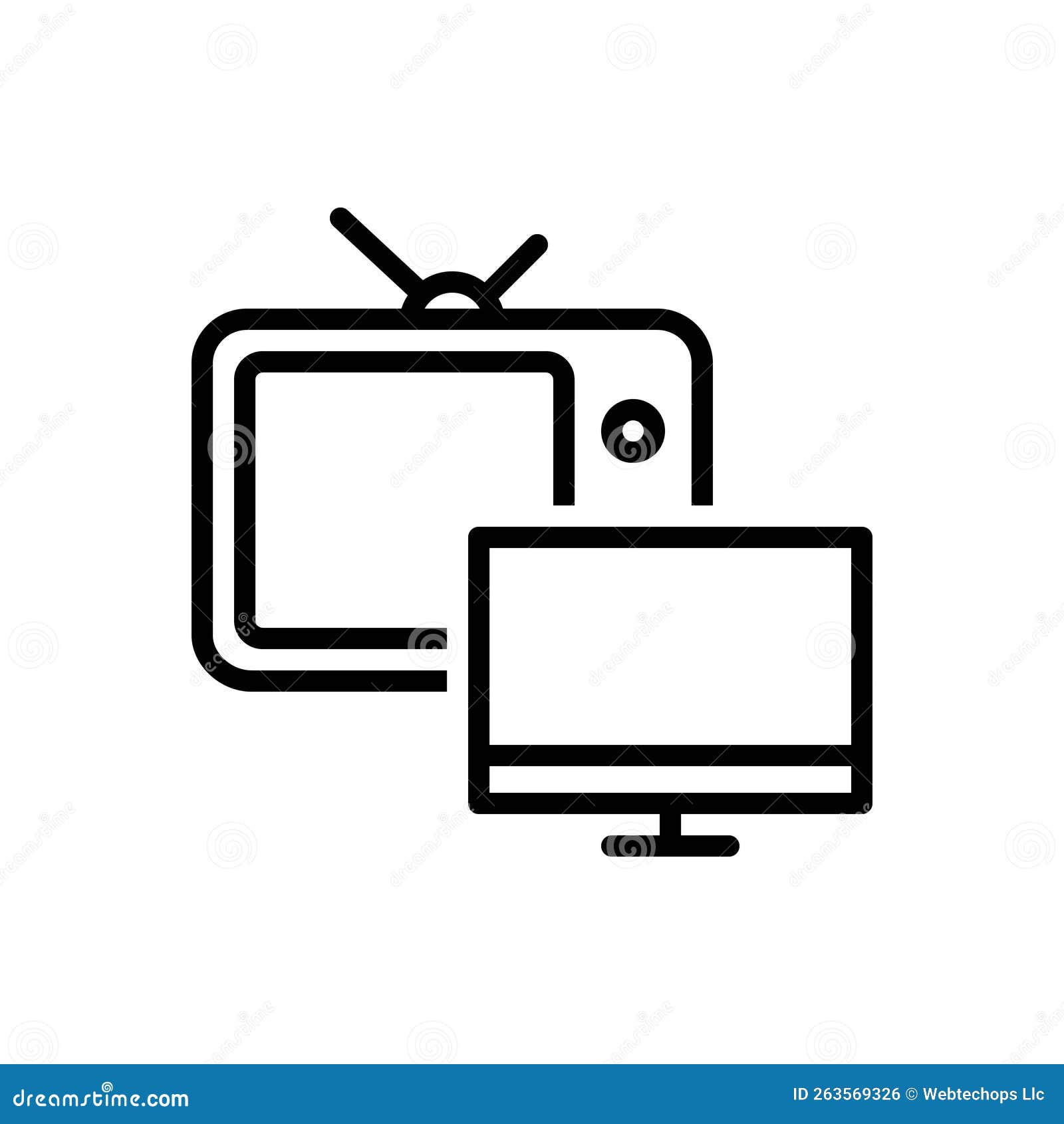 black line icon for varieties, television and exemplar