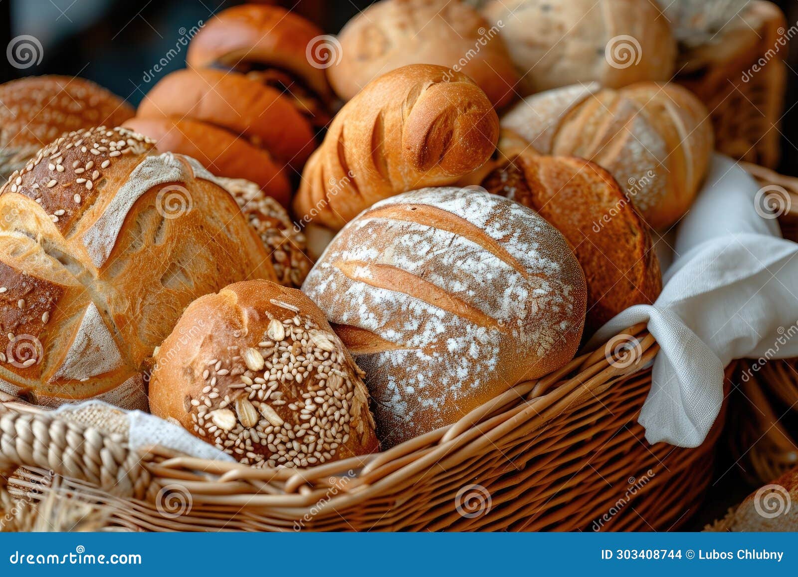Variety of Bakery Bread Products in Basket Stock Illustration