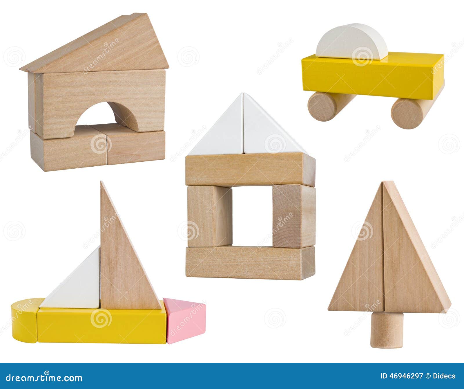 Variety Of Business Symbols Build From Wooden Toy Blocks Stock Photo 