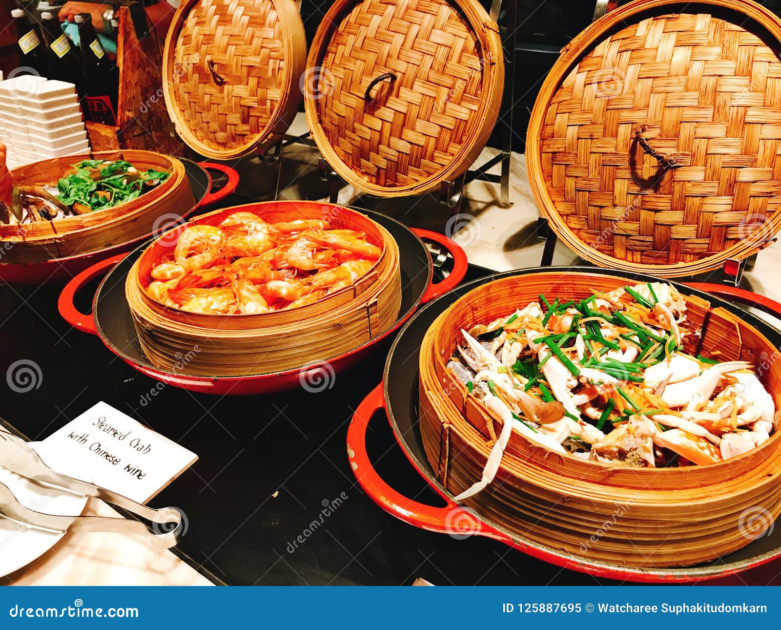 Variety Chinese Cuisine Buffet of the Hotel. Stock Image - Image of flavor,  food: 125887695