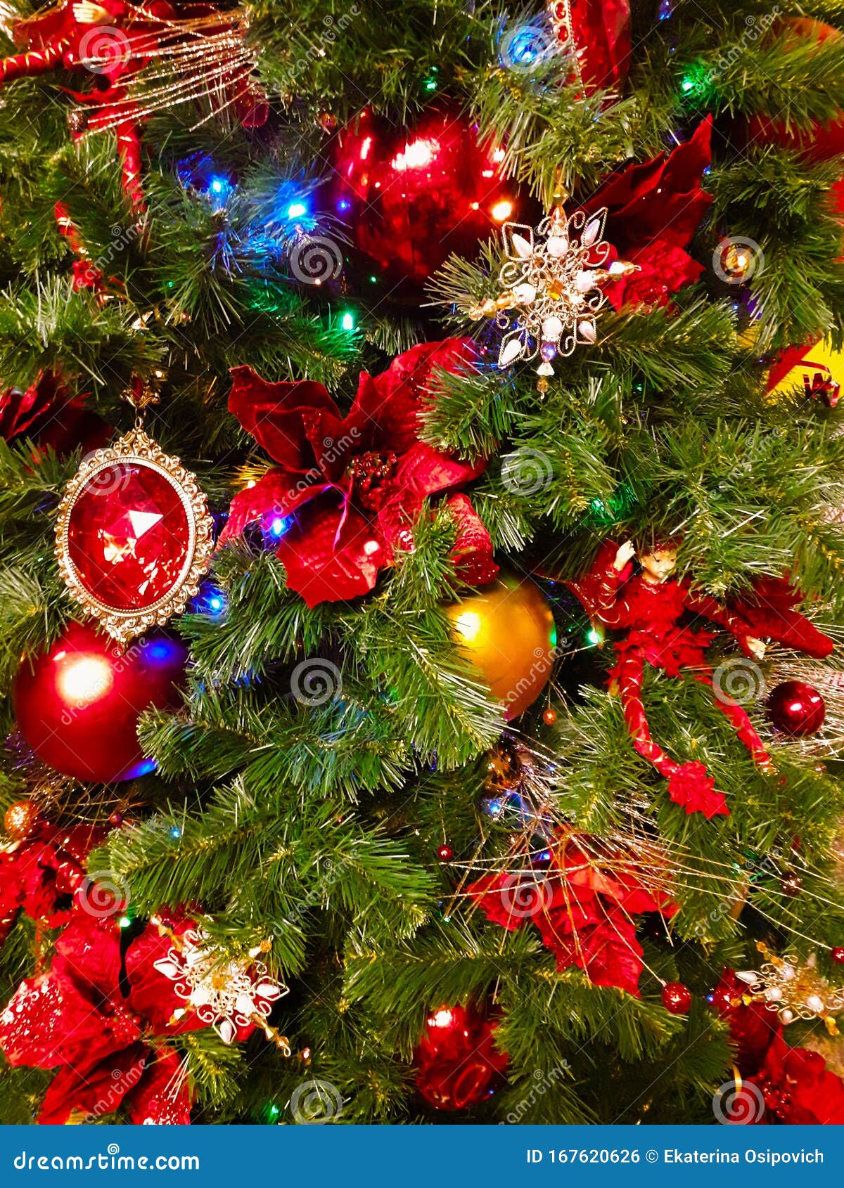 A Variety of Christmas Tree Decorations. Stock Photo Image of lights, christmas 167620626