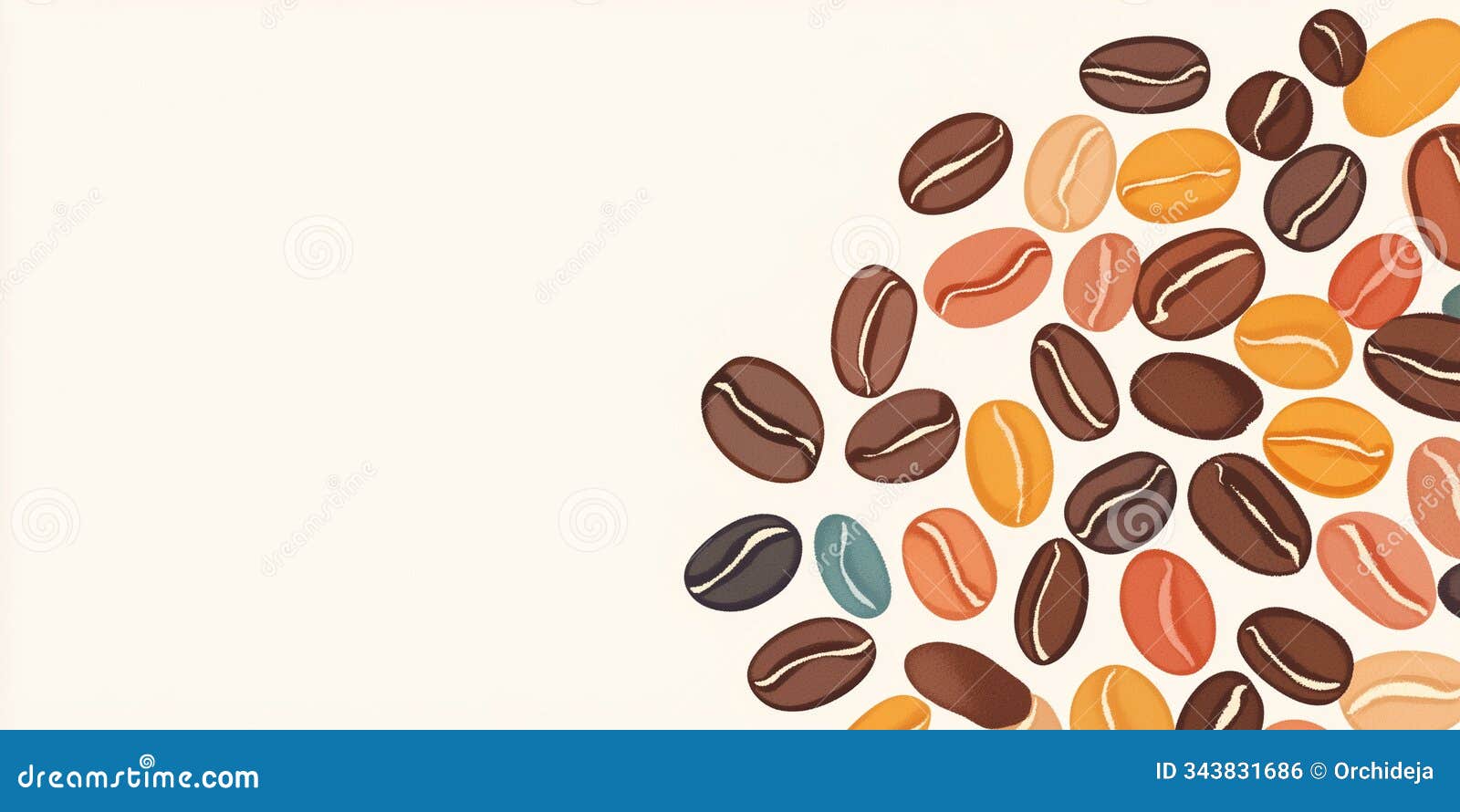 A Variety of Coffee Beans Scattered Artistically Stock Photo Image of