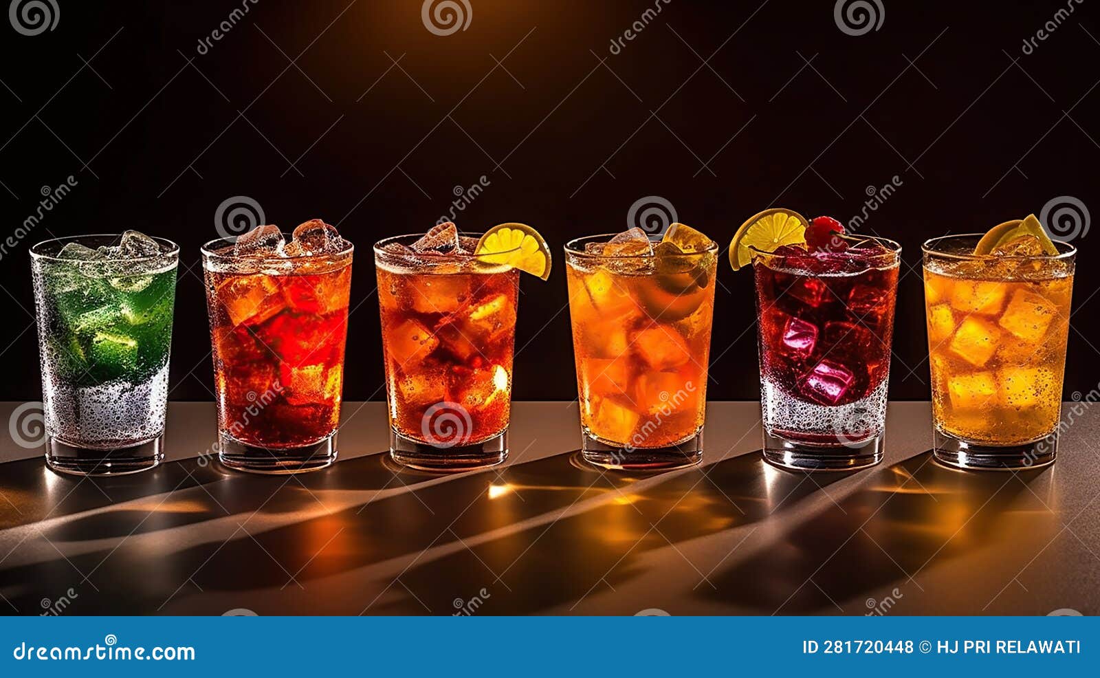 Variety of Cold Drinks in Small Bottles. Generative Ai Stock