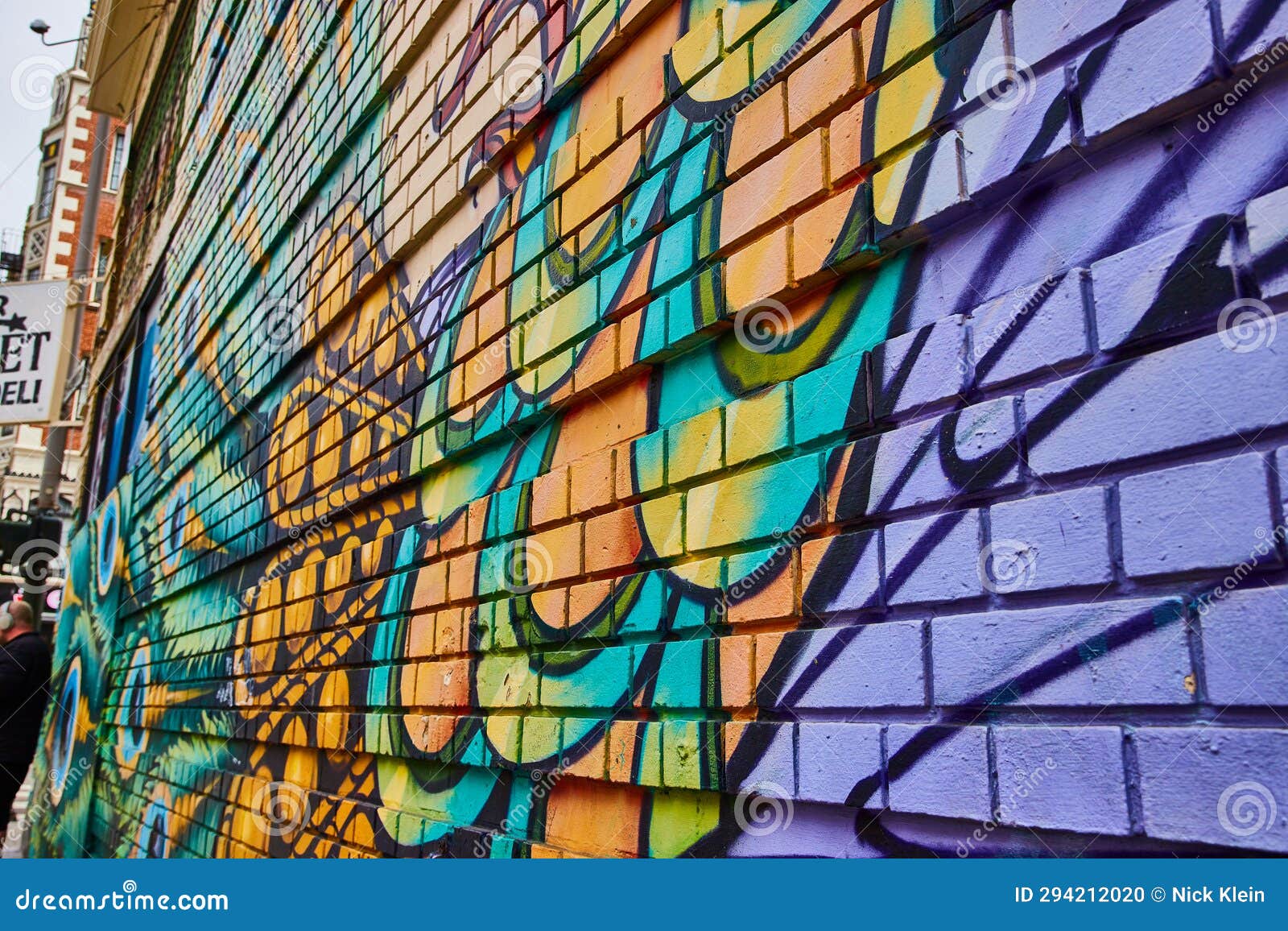 Variety of Colors in Massive Side View of Wall Mural on Brick Wall in