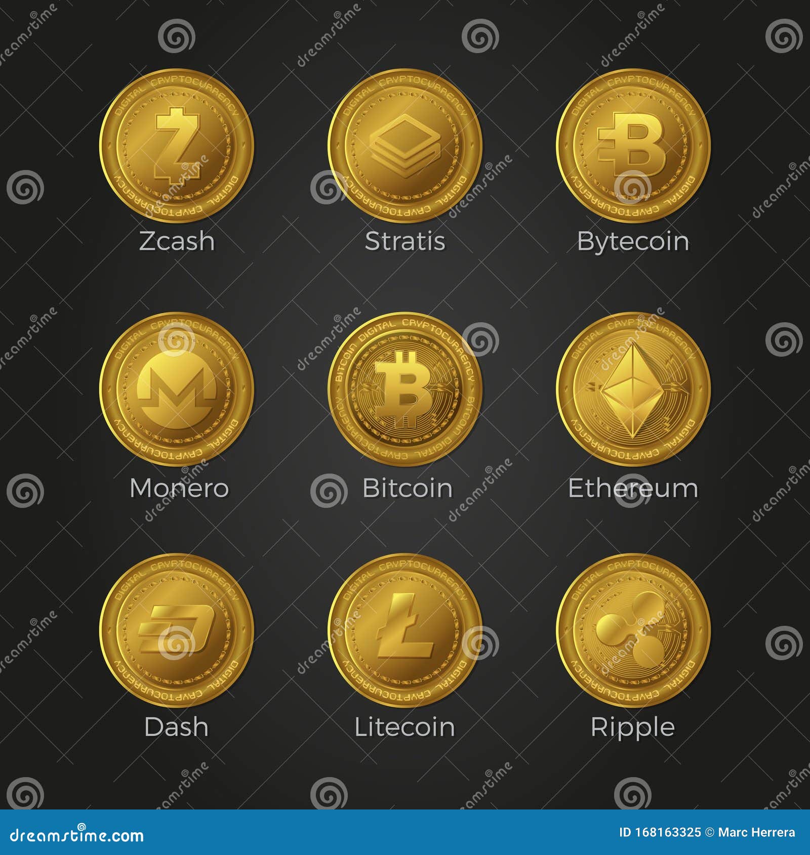 Variety Of Crypto Coins Set Stock Image - Image of symbol ...