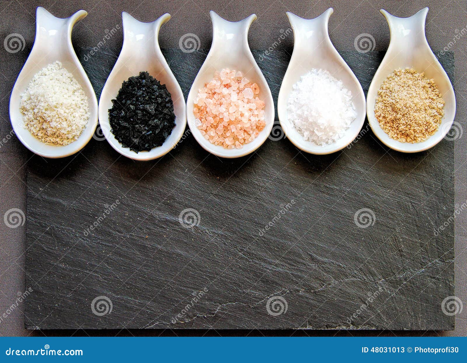 Variety of Different Sea Salts Stock Image Image of health, brown